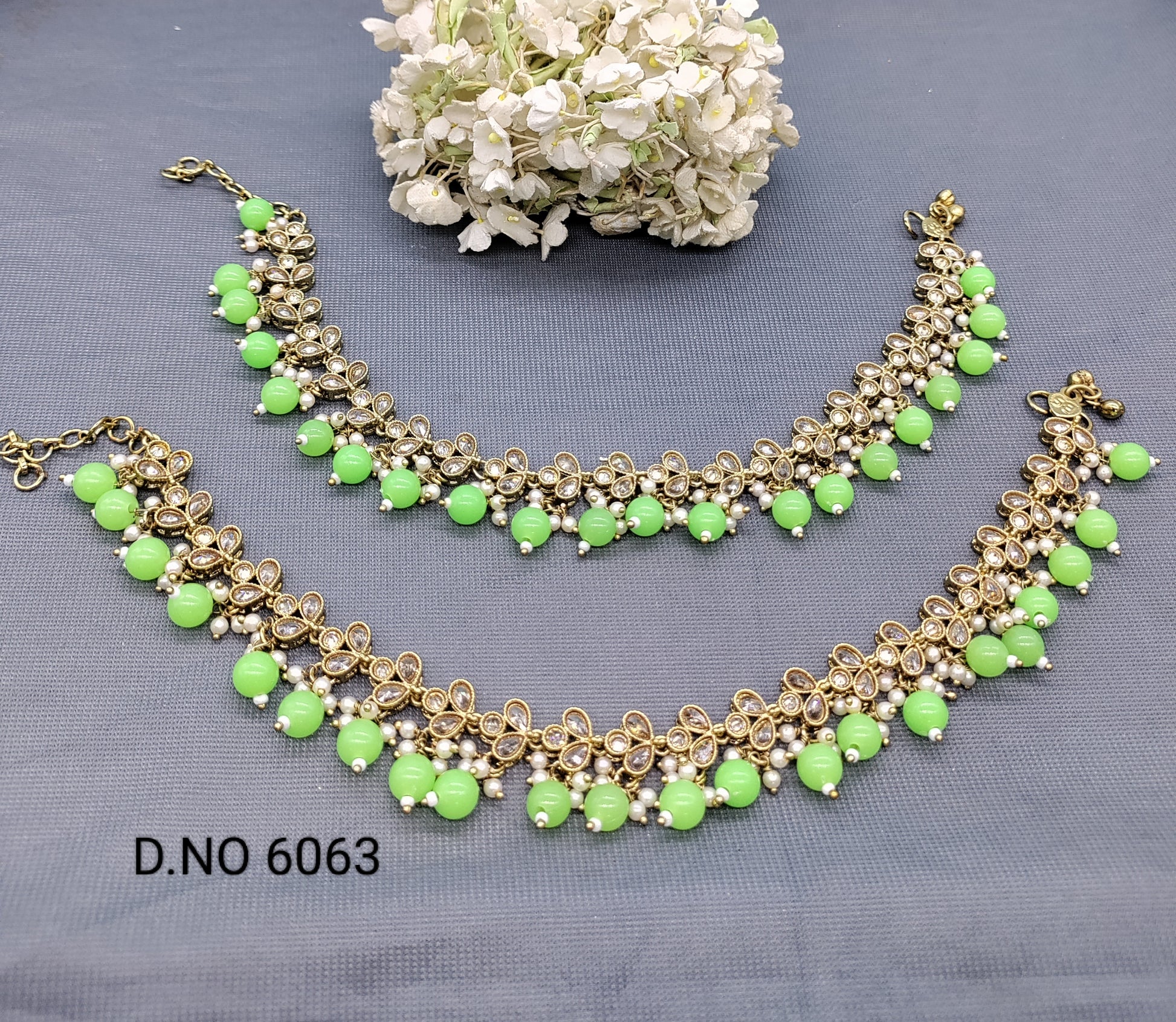 Polki payal Flexible anklet Mehandi Sku-6063 E2 rchiecreation