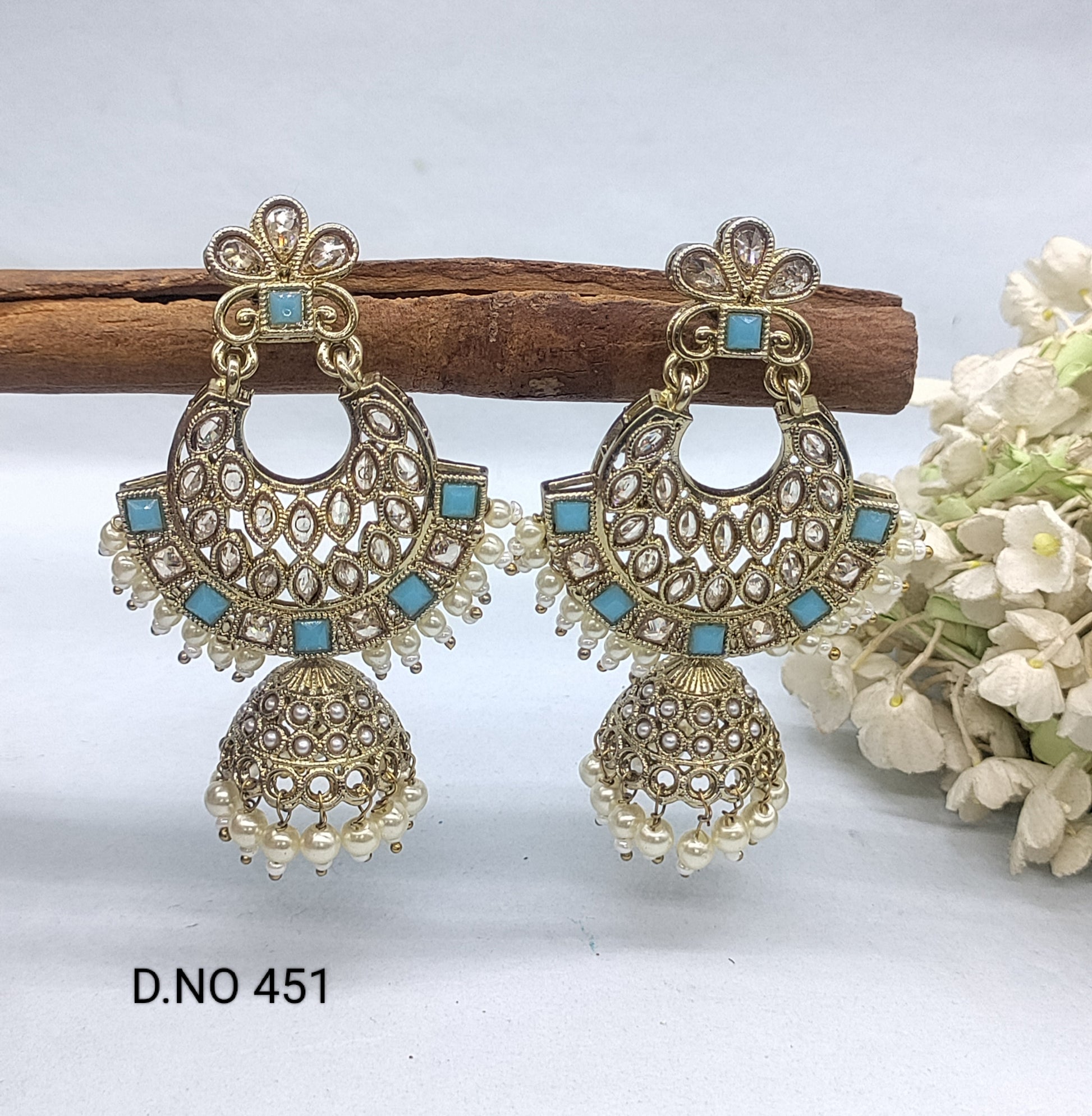 Polki Earring Mehndi Sku 451 A1 rchiecreation