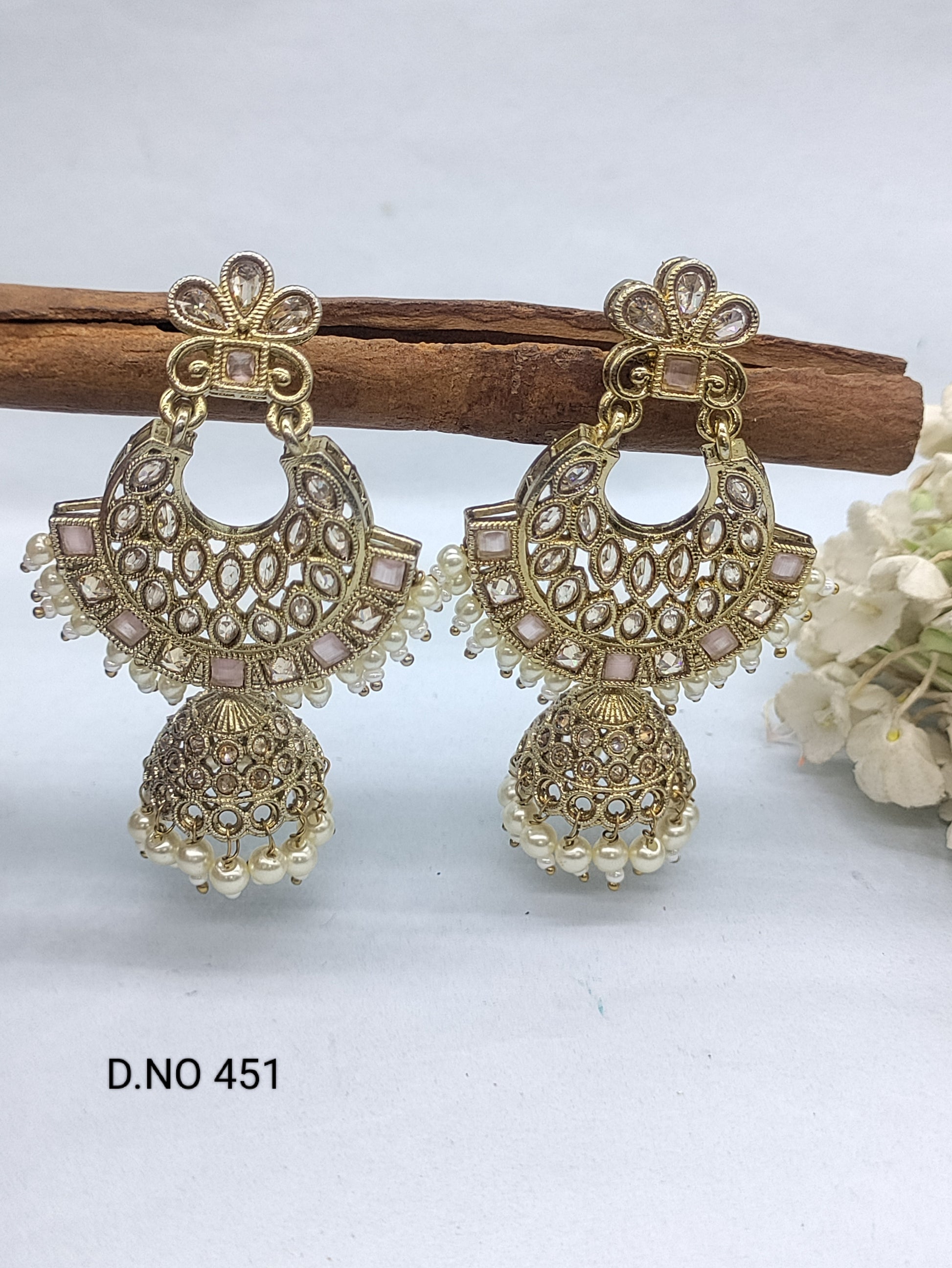 Polki Earring Mehndi Sku 451 A1 rchiecreation