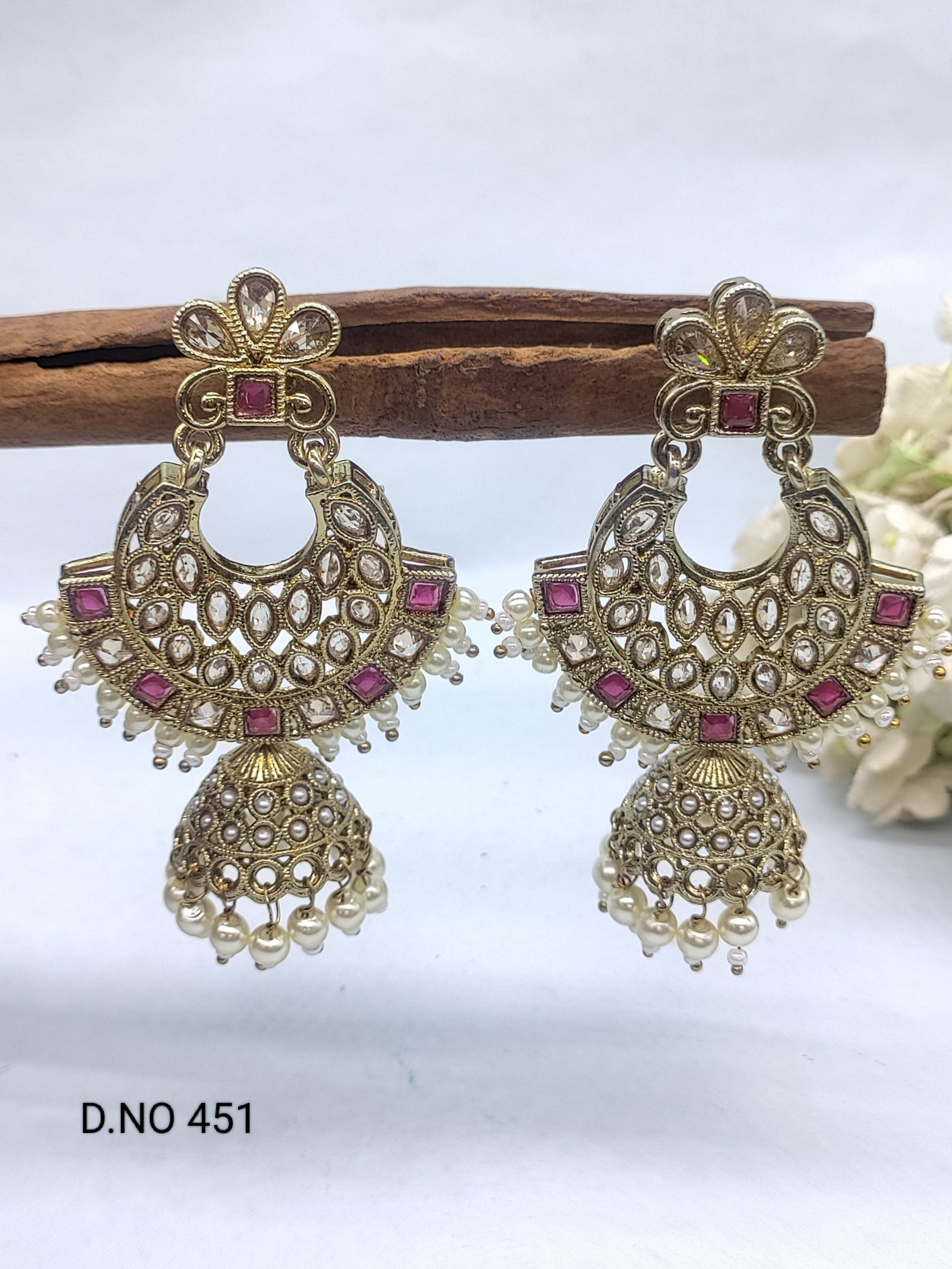 Polki Earring Mehndi Sku 451 A1 rchiecreation