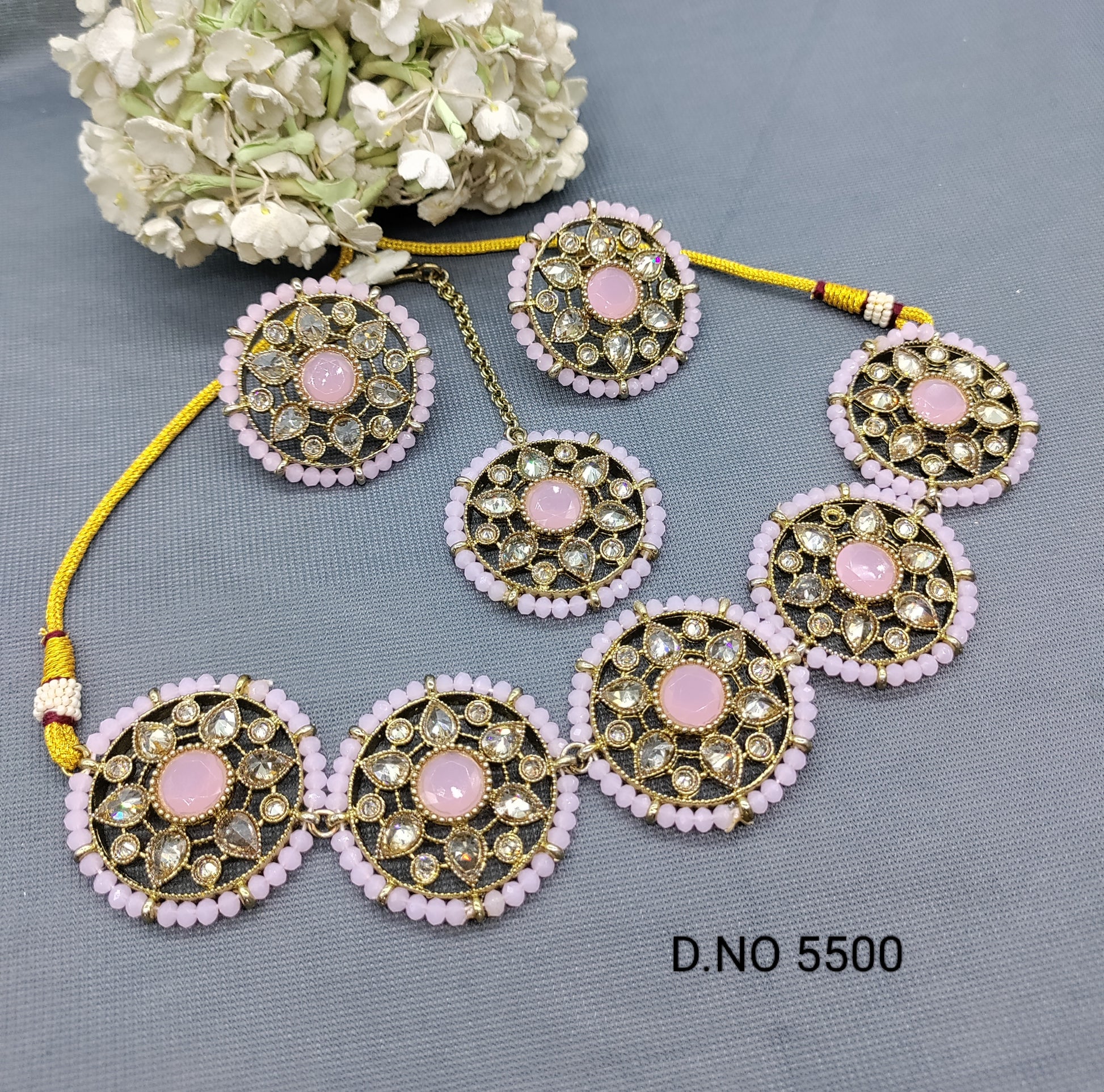 Polki Mehandi Necklace Set Sku 6466 rchiecreation