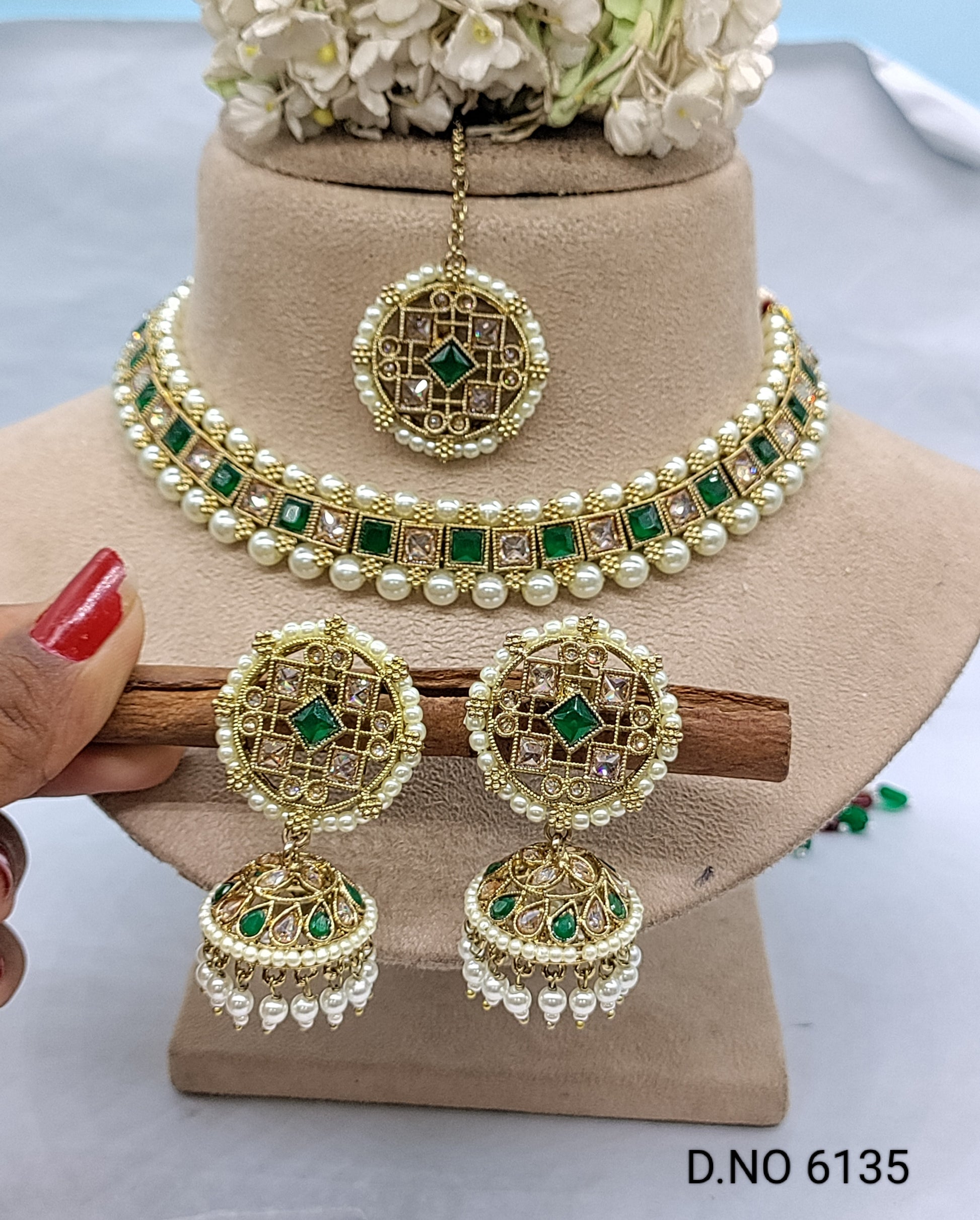 Polki Choker Mehandi Set Sku-6135 B4 rchiecreation