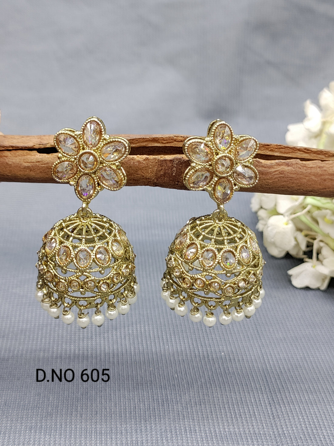 Polki Jhumki Mehndi Earring Sku-605 A4 - rchiecreation