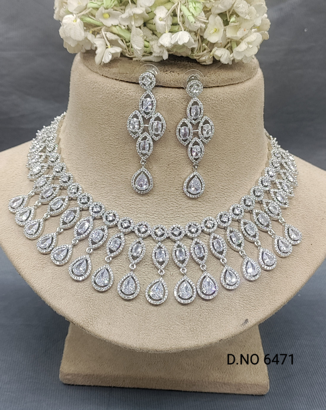 Cz Ad Necklace Rodium Sku 6471 rchiecreation