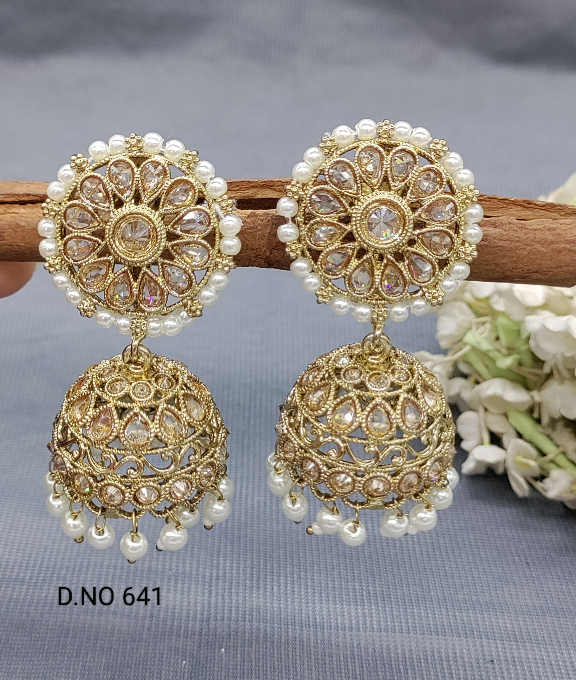 Polki Mehndi Jhumki Earring Sku 641 A3 rchiecreation