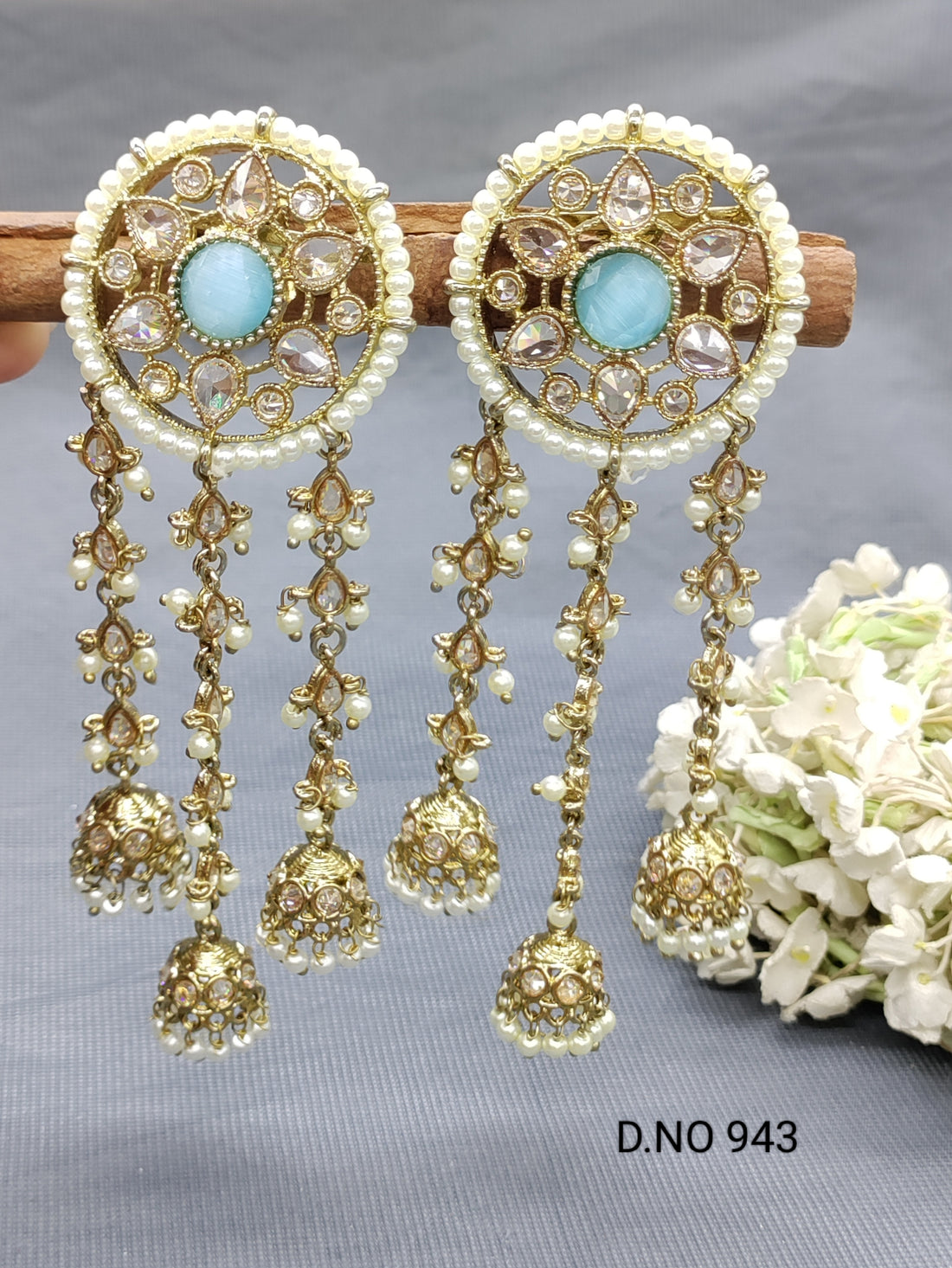 Polki Earring Mehandi Sku 943 E1 - rchiecreation