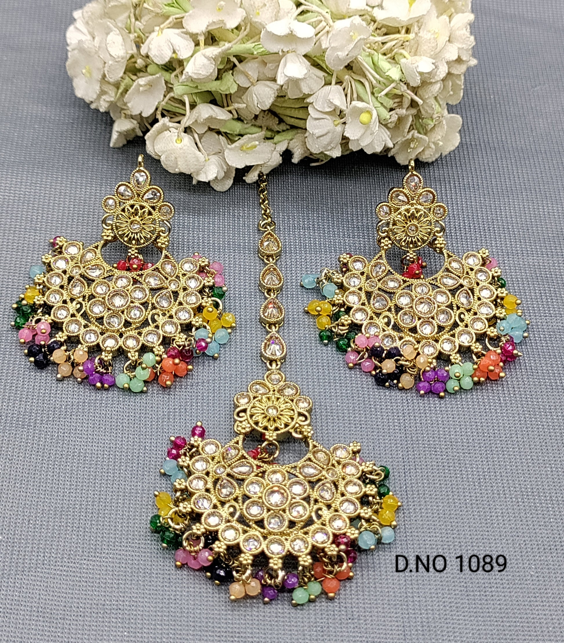 Polki Mehandi Earring & Tica Sku 1089 rchiecreation