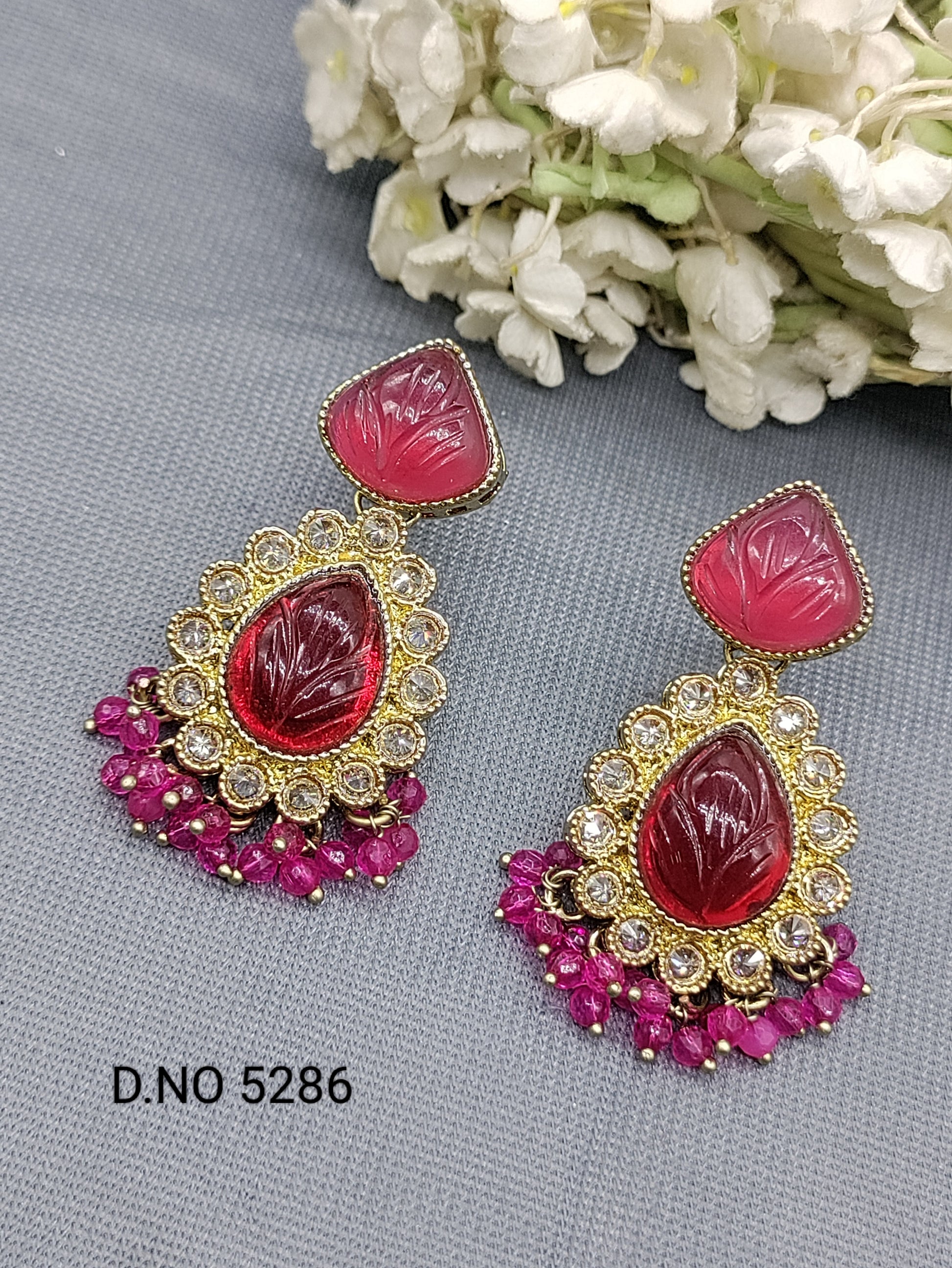Polki  Earring Mehndi Sku- 5286 E3 rchiecreation