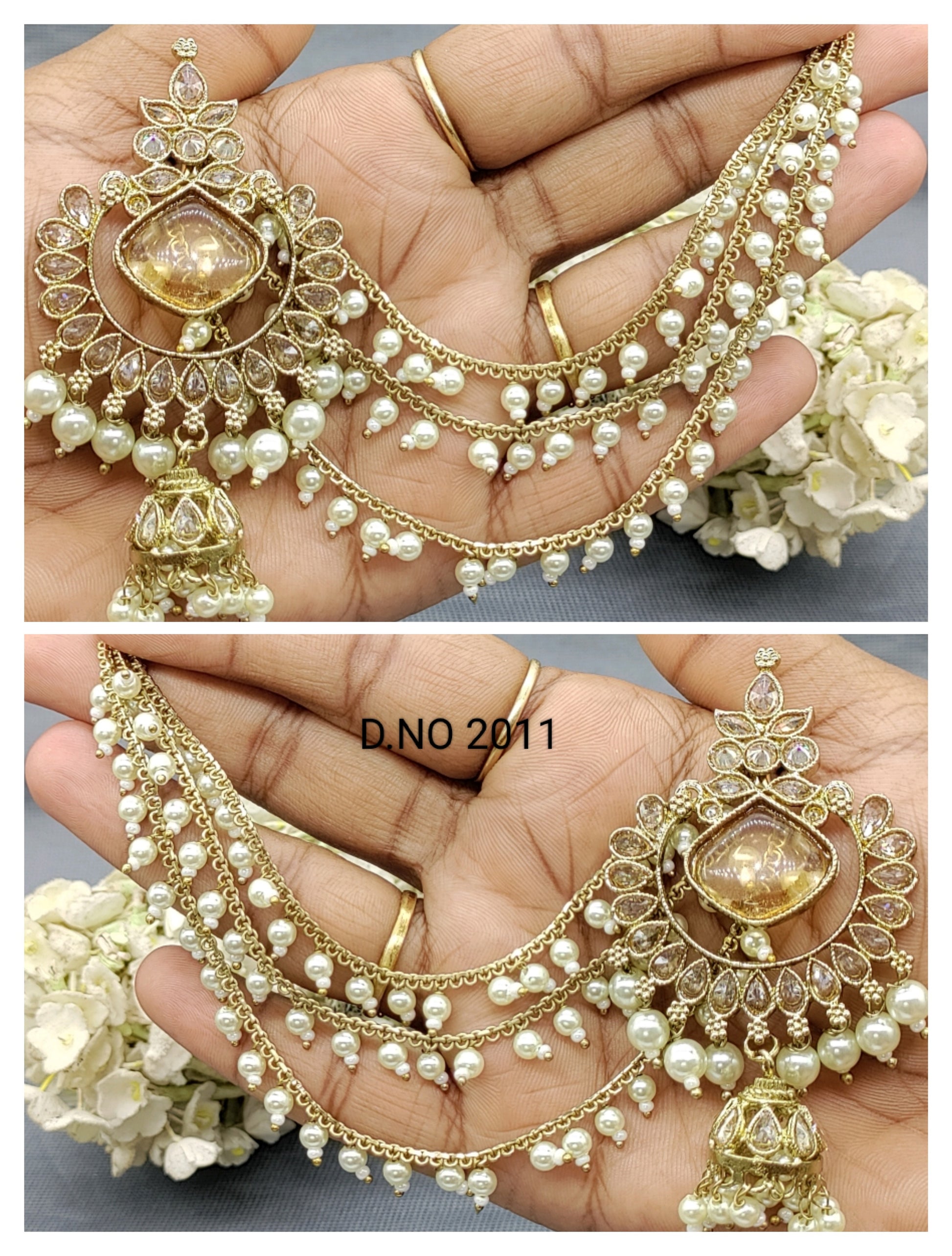 Polki Mehandi Bahubali Earring Sku 2011 rchiecreation