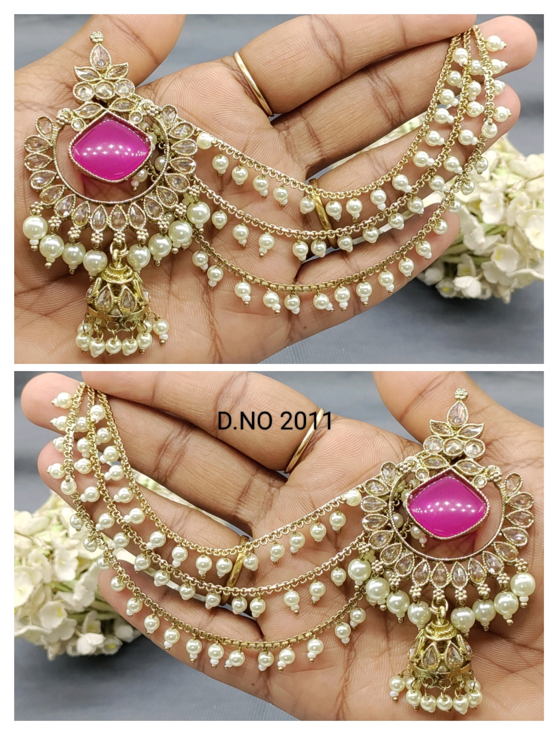 Polki Mehandi Bahubali Earring Sku 2011 rchiecreation
