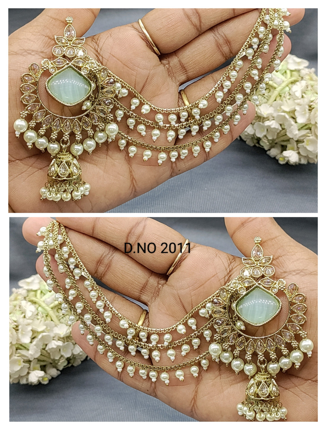 Polki Mehandi Bahubali Earring Sku 2011 rchiecreation