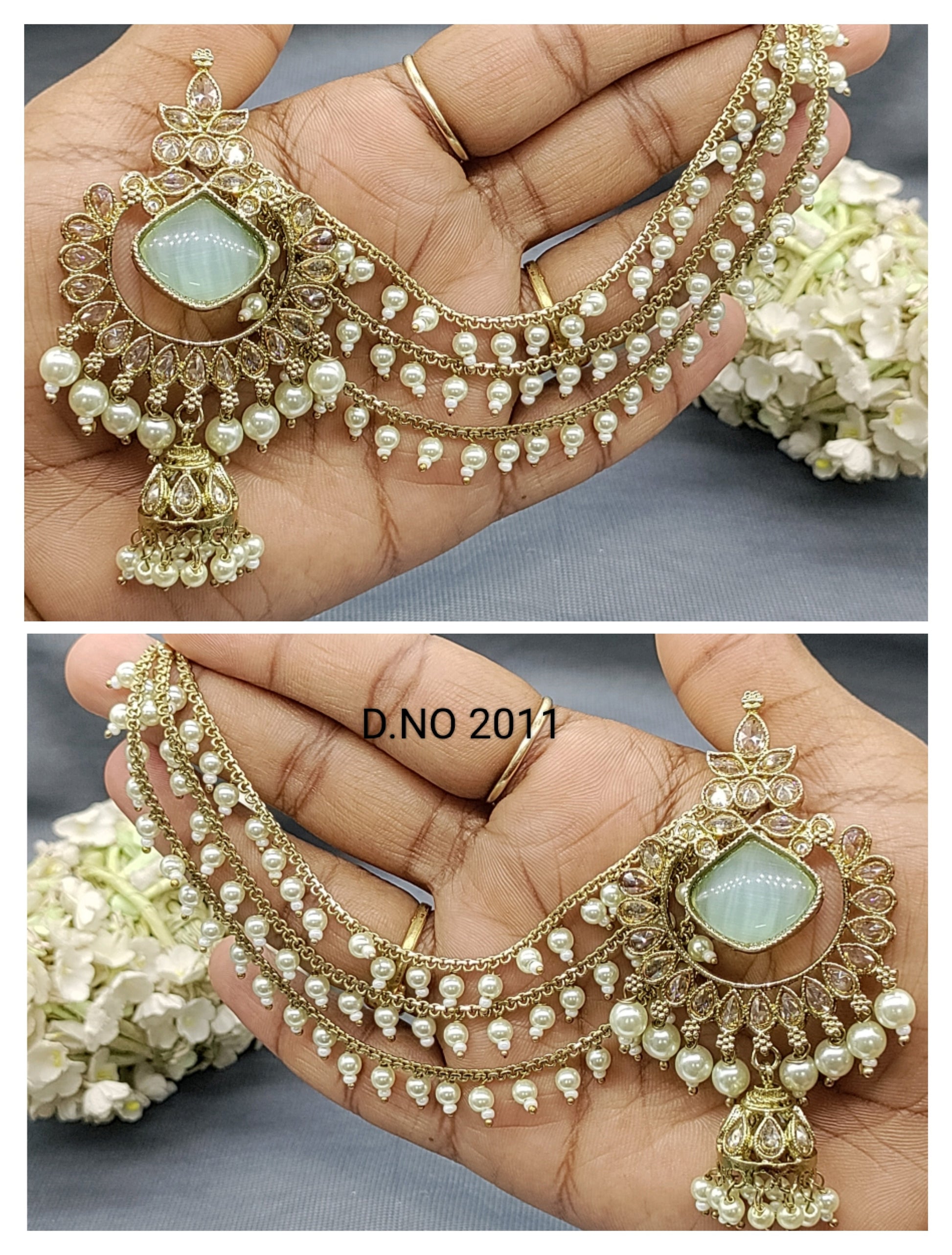 Polki Mehandi Bahubali Earring Sku 2011 rchiecreation