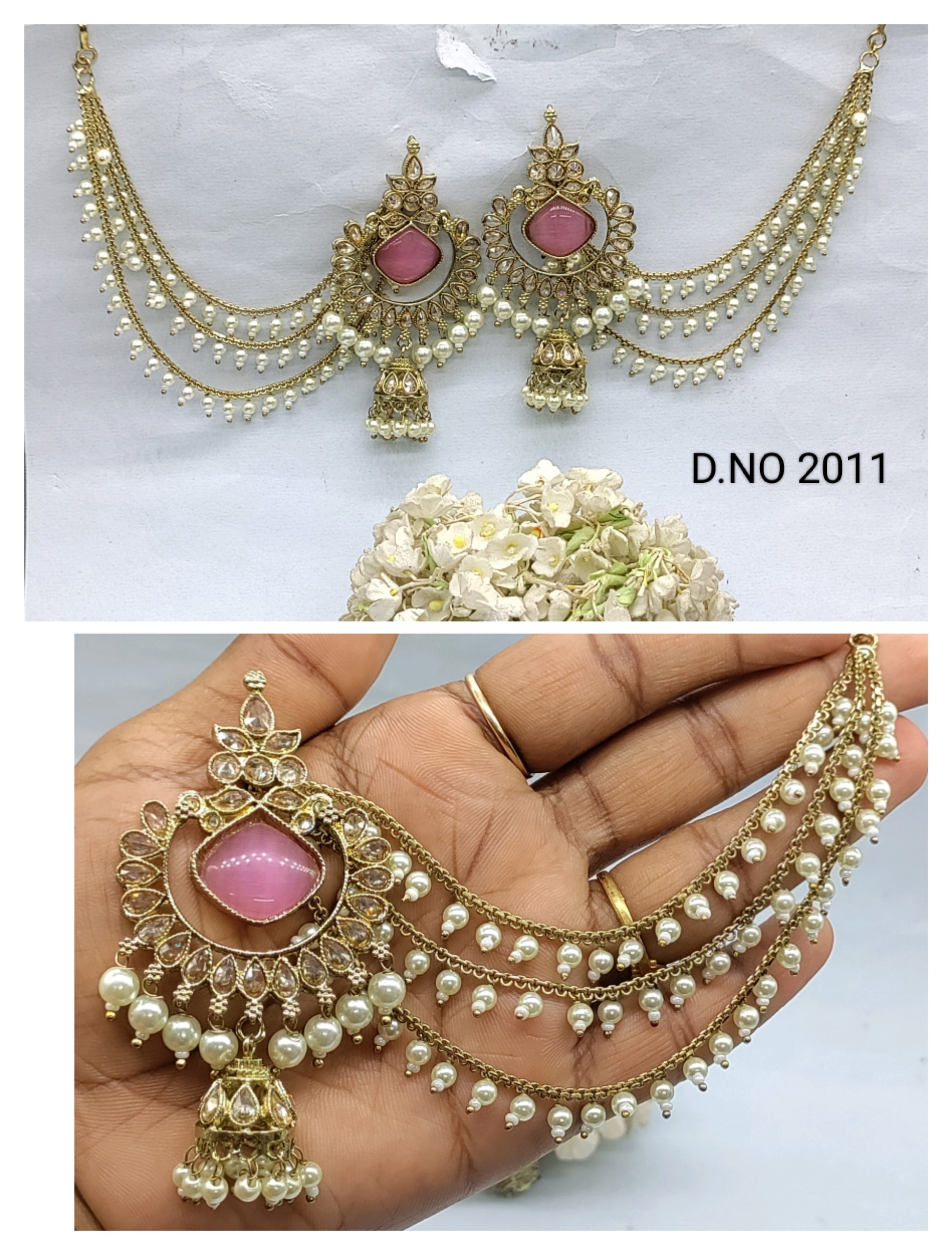 Polki Mehandi Bahubali Earring Sku 2011 rchiecreation