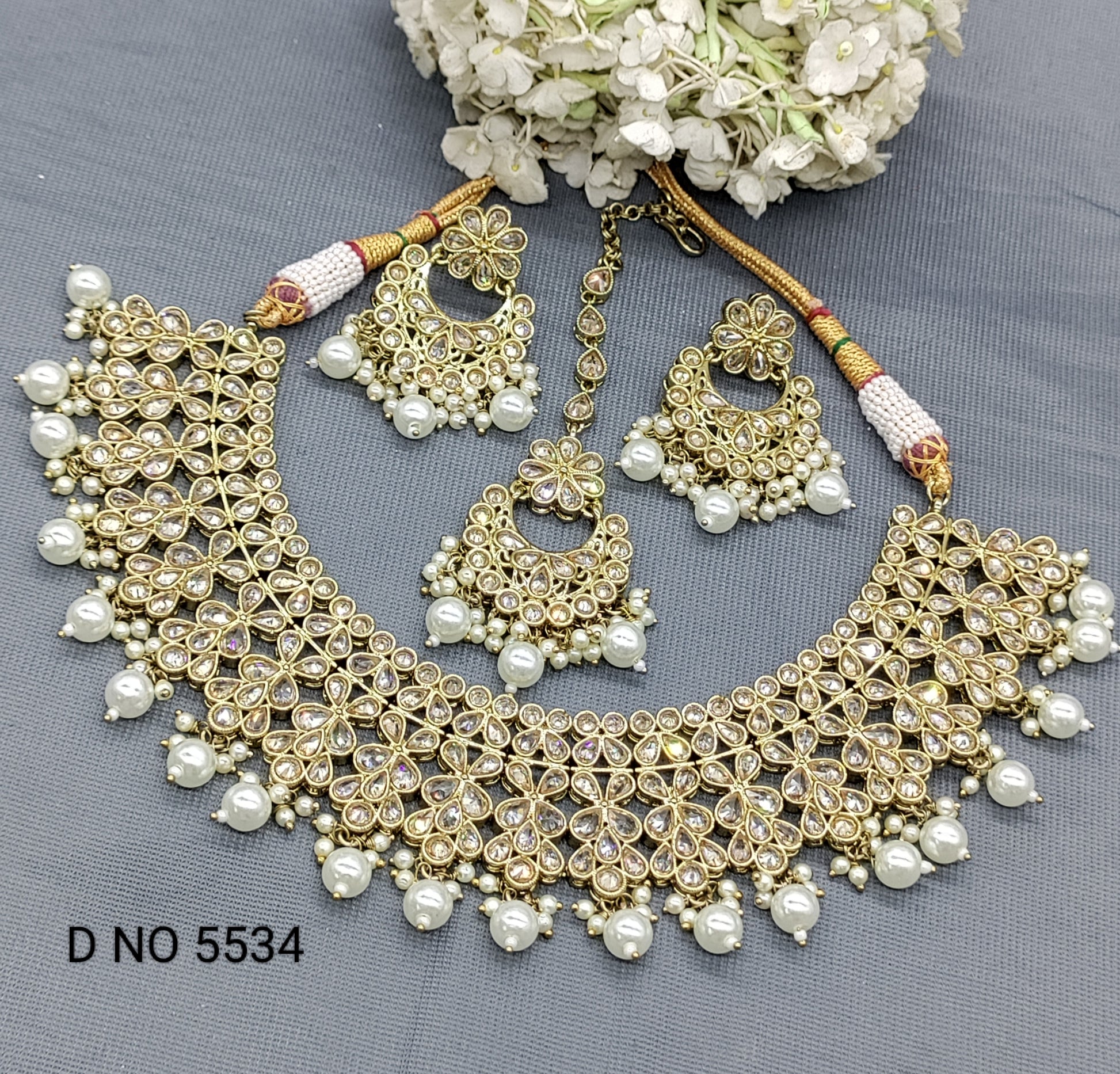 Polki Necklace Mehndi Set Sku-5534 B3 rchiecreation