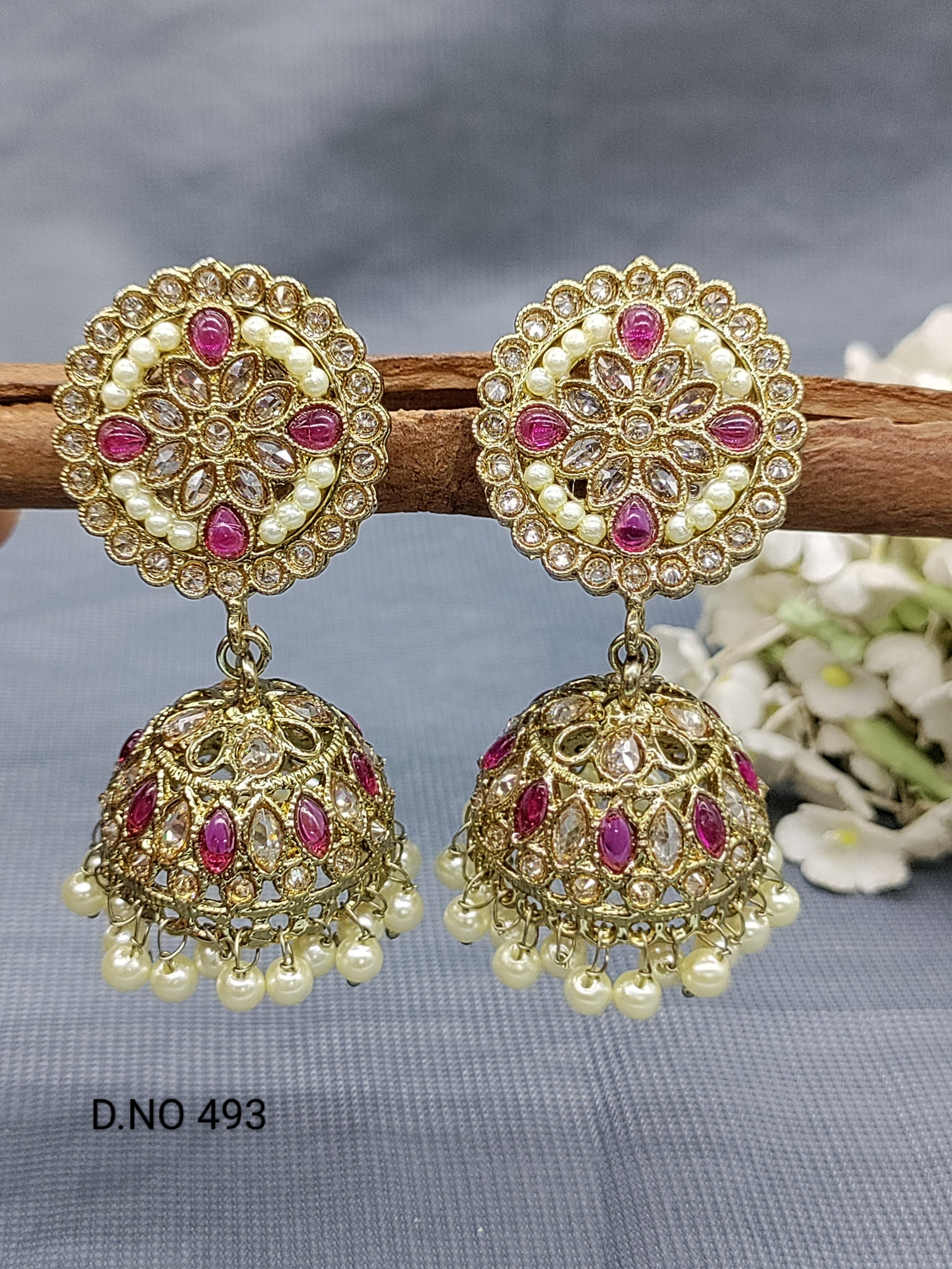 Polki Mehandi Jhumki Earring Sku 493-A rchiecreation