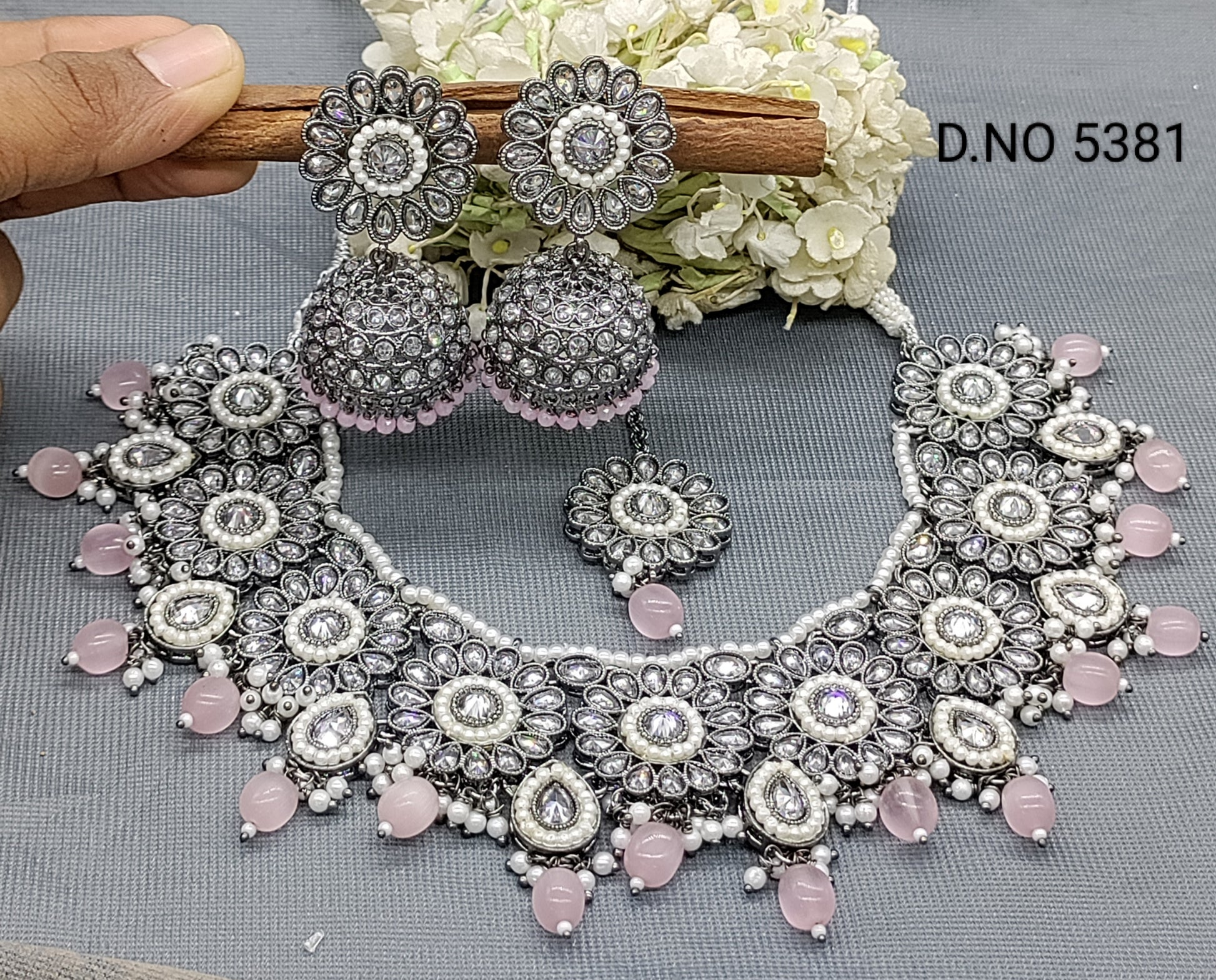 Polki Victorian Necklace Set Sku 5381 rchiecreation