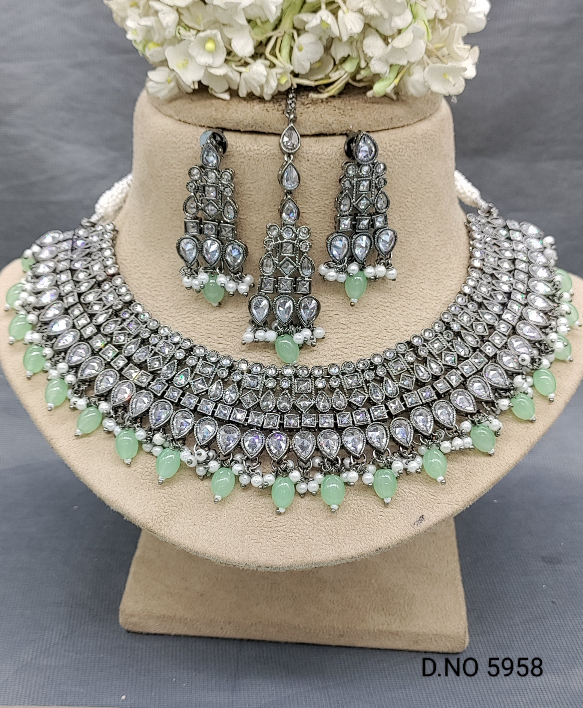 Polki Victorian Necklace Set Sku 5958 rchiecreation