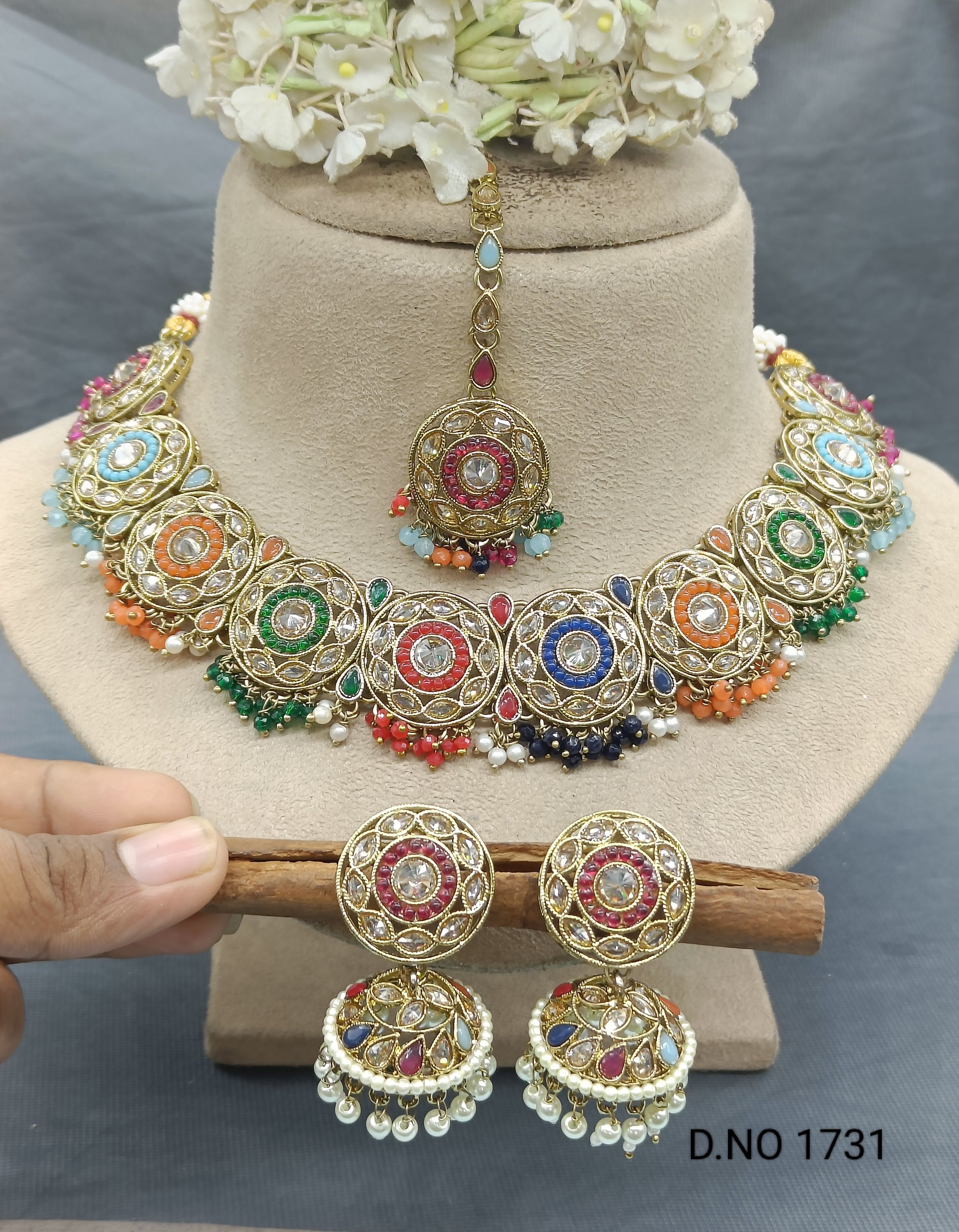 Polki Necklace Mehandi Set Sku- 1731 B2 rchiecreation
