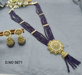 Polki Long Necklace Mehndi Set Sku-5871 B4 rchiecreation