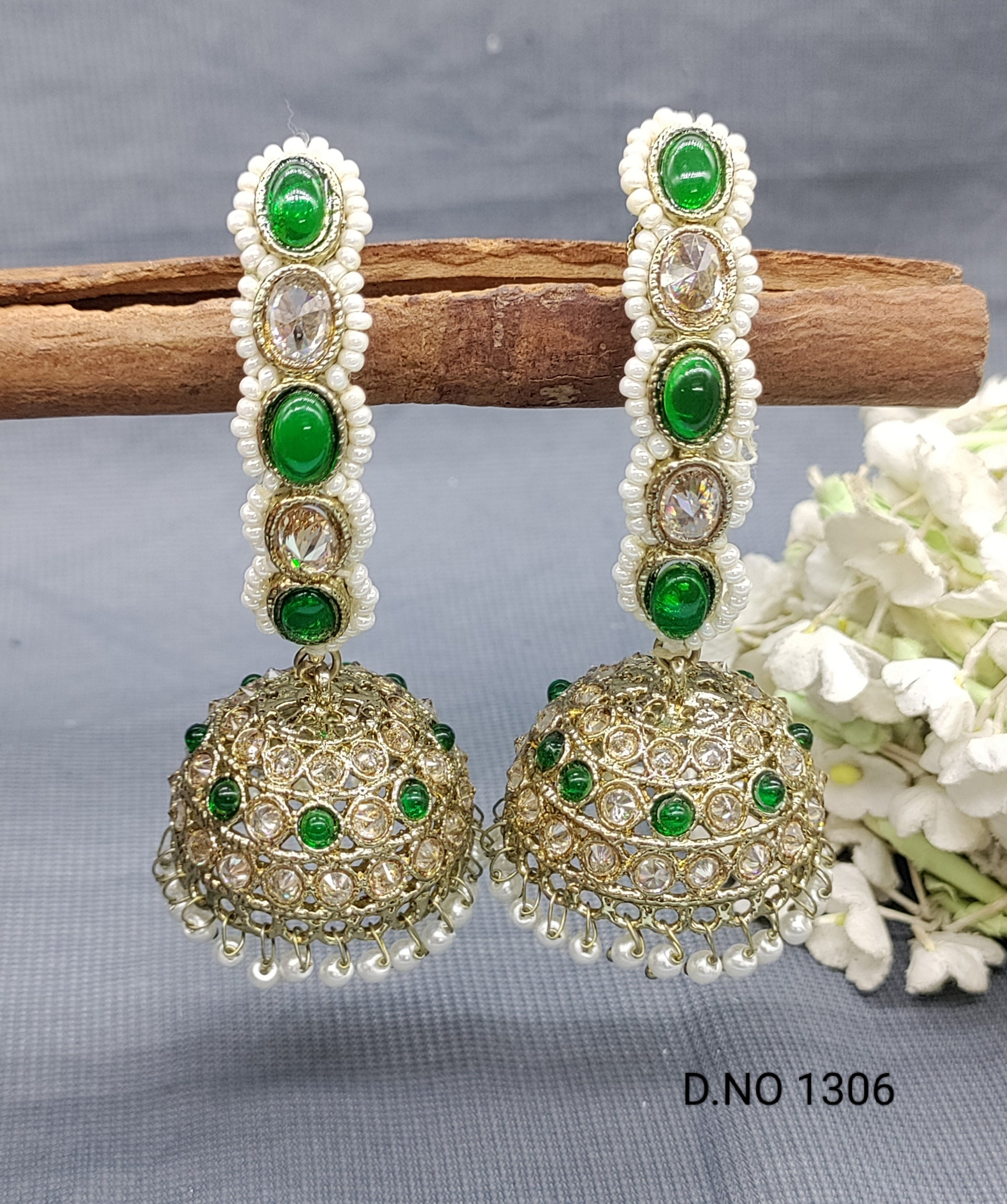 Polki Mehandi Earring Sku-1306 A4 rchiecreation