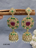 Polki Mehandi Jhumki Earrings Sku 689 rchiecreation