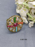 Polki Mehandi Finger Ring SKU 303 E2 rchiecreation