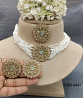 Mehandi Polki Choker Necklace SKU-6441 B1 rchiecreation