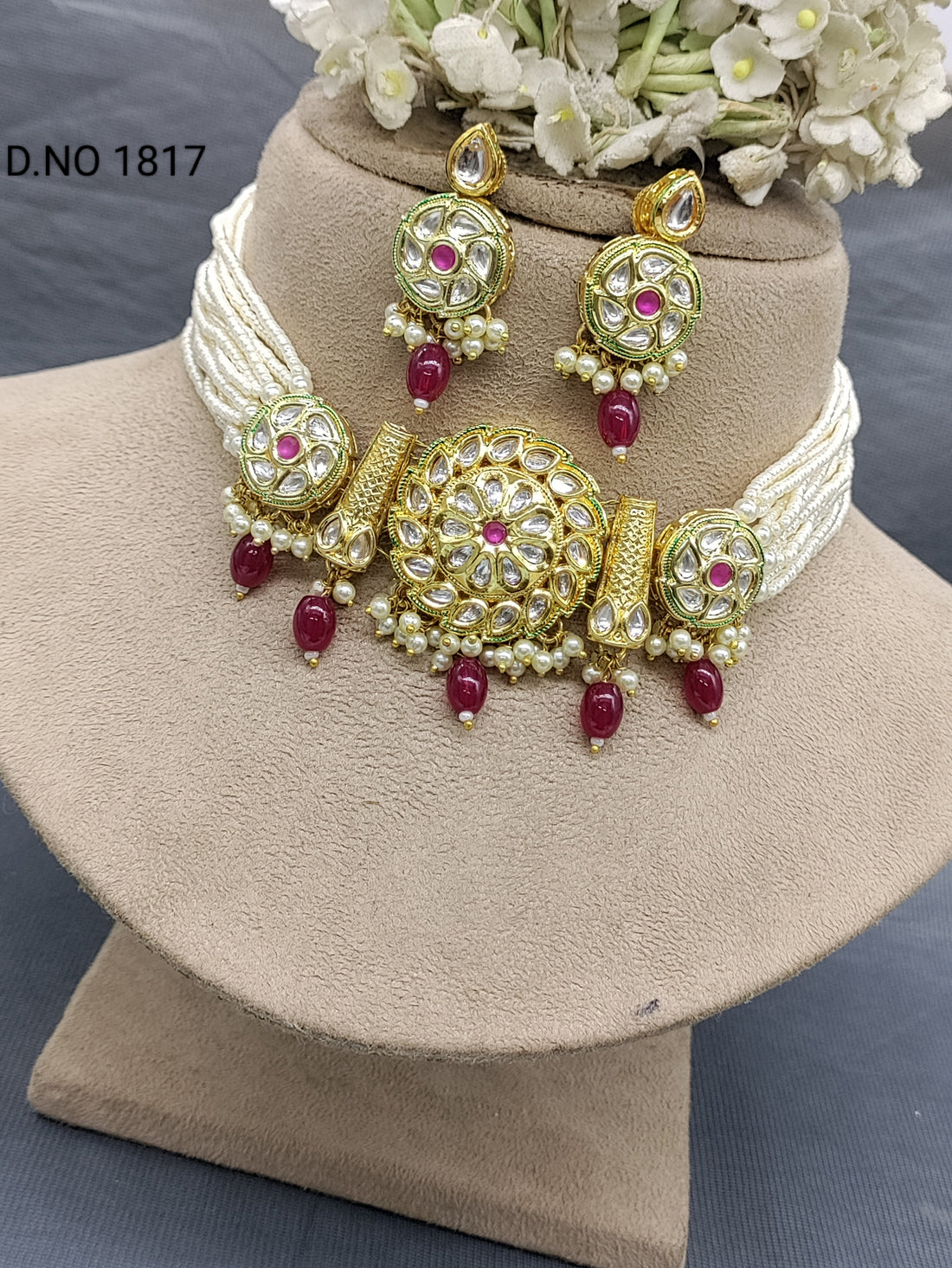 Kundan Golden Choker Necklace Sku 1817 rchiecreation