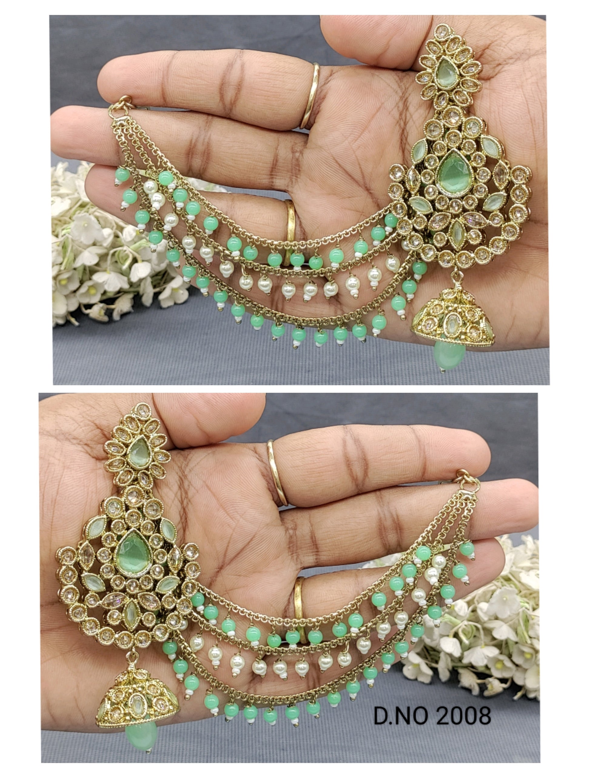 Polki Mehandi Bahubali Earring Sku 2008 rchiecreation