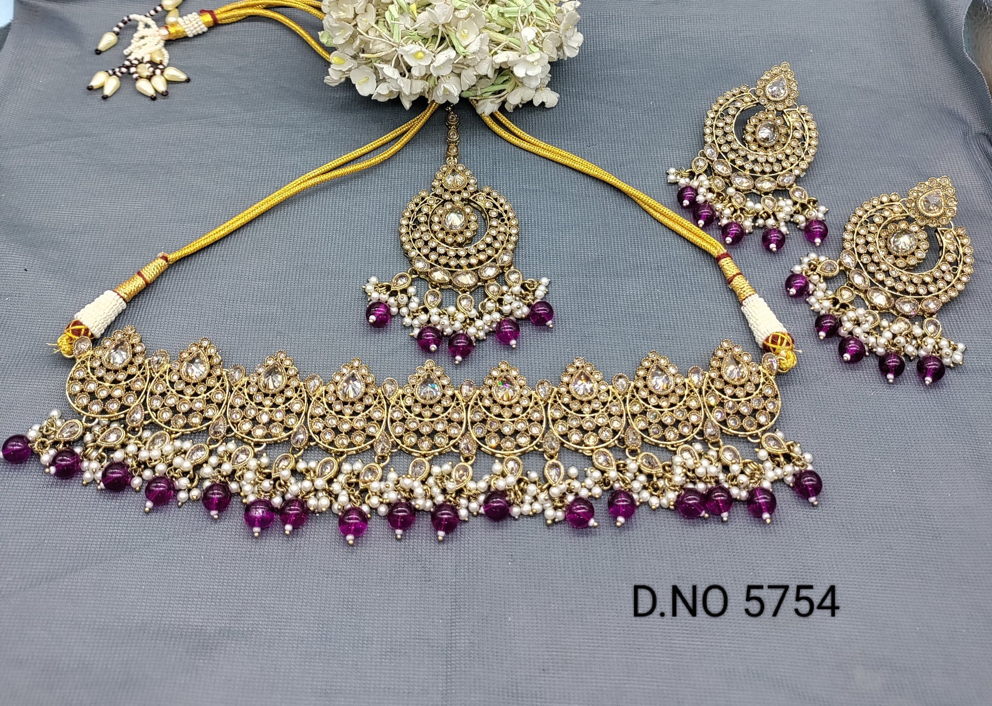 Polki Necklace Mehndi Set Sku-5754 B2 rchiecreation