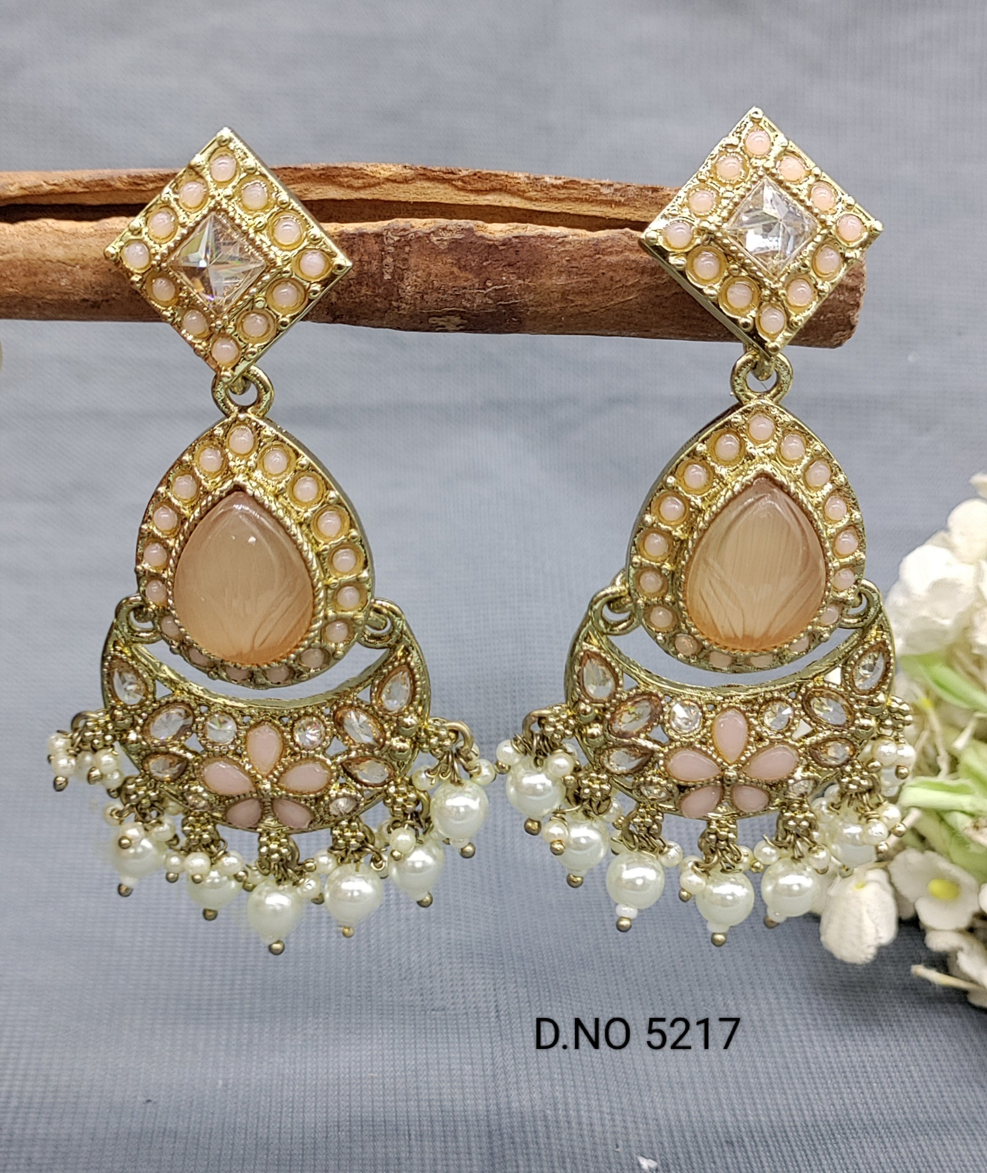 Polki Earring Mehndi Sku - 5217 A2 rchiecreation