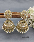 Polki Mehandi Jhumki Earring Sku 2036 rchiecreation