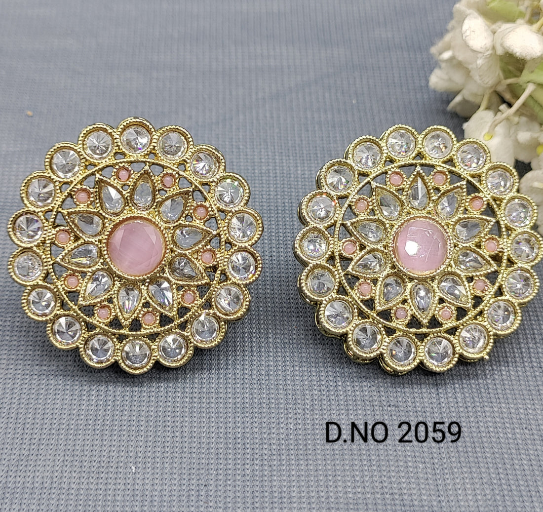 Polki Mehandi Top & Stud Earrings Sku 2059 rchiecreation