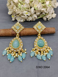 Golden Kundan Earrings Sku 2064 rchiecreation