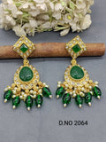 Golden Kundan Earrings Sku 2064 rchiecreation