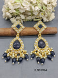 Golden Kundan Earrings Sku 2064 rchiecreation