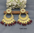Antique Golden Kundan Earrings Sku 2063 rchiecreation