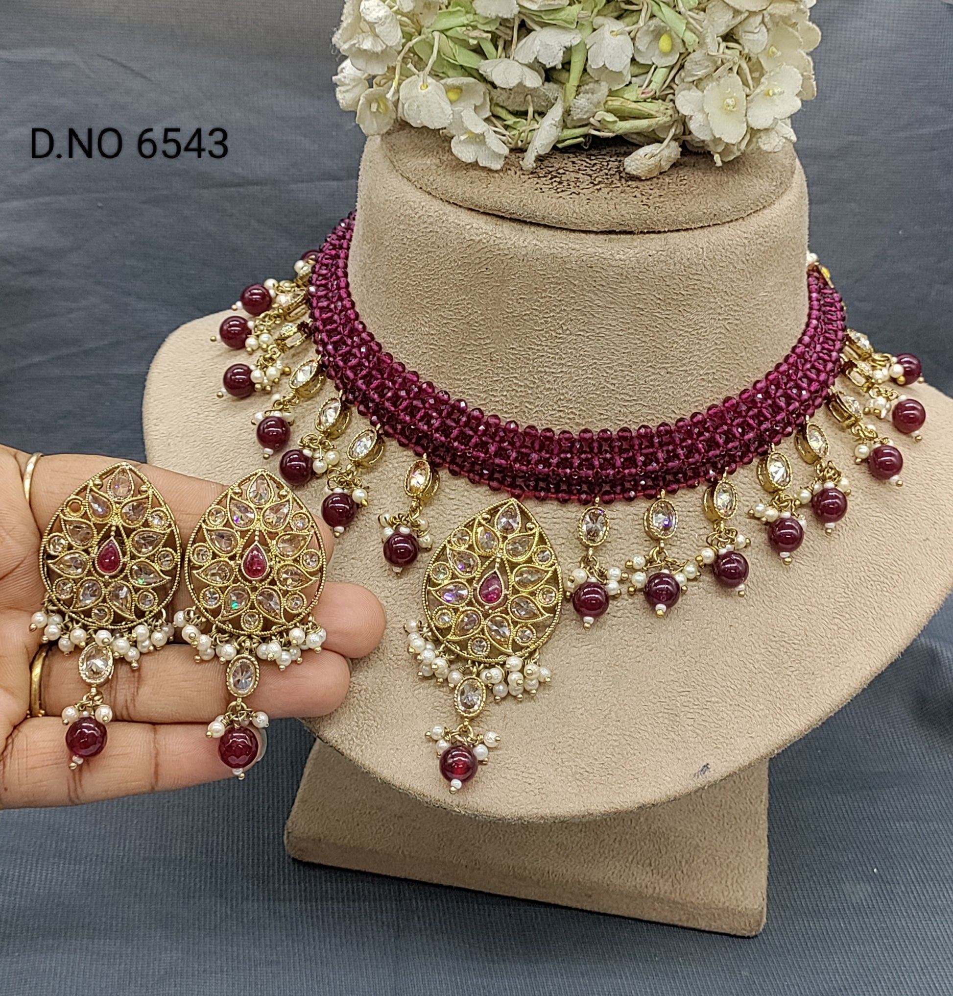 Polki Mehandi Chokar Necklace Set Sku 6543 rchiecreation