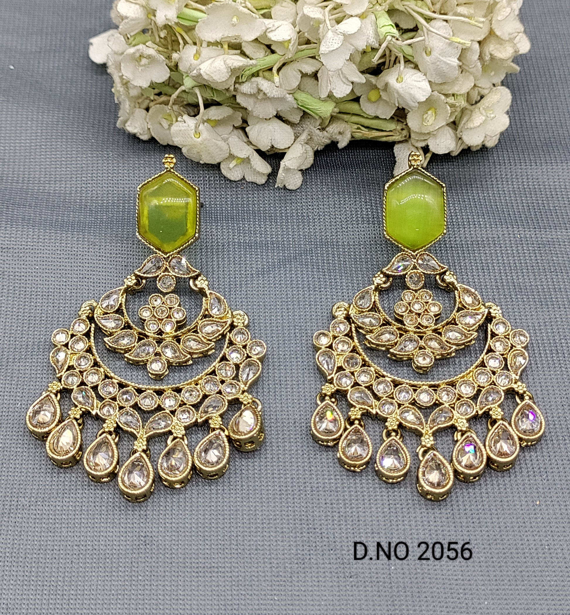 Polki Mehandi Earring Sku 2056 rchiecreation