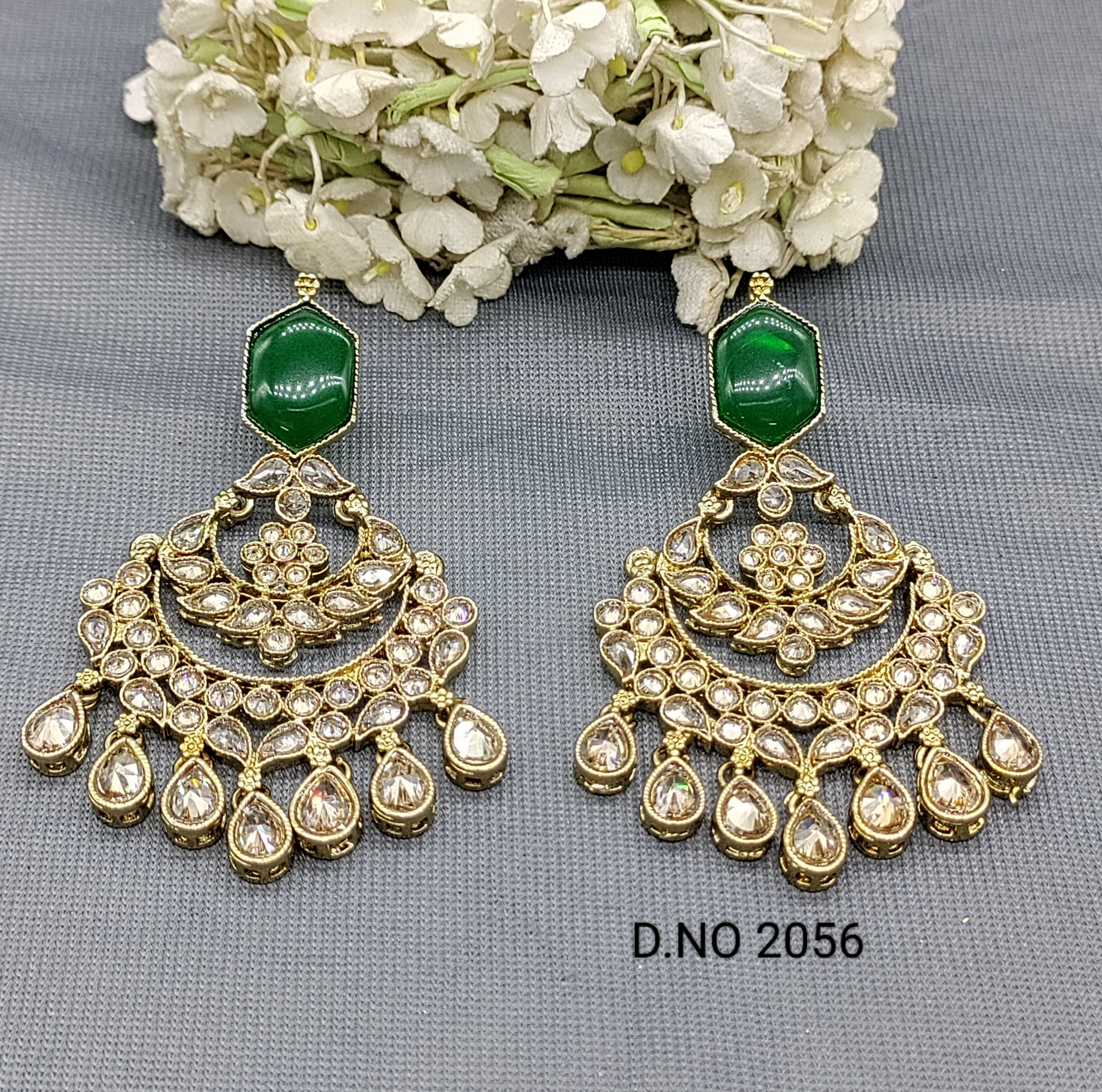 Polki Mehandi Earring Sku 2056 rchiecreation