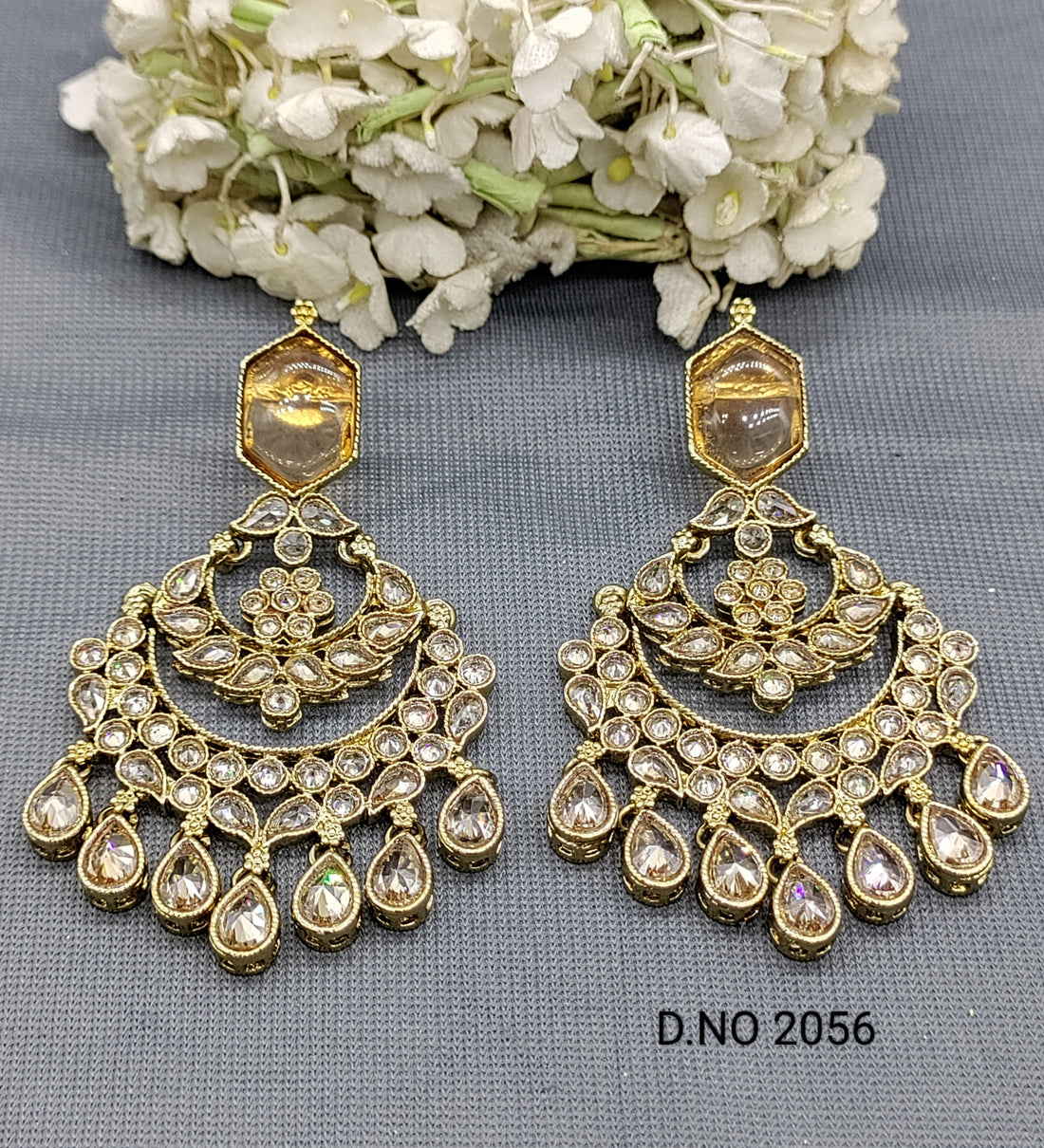 Polki Mehandi Earring Sku 2056 rchiecreation