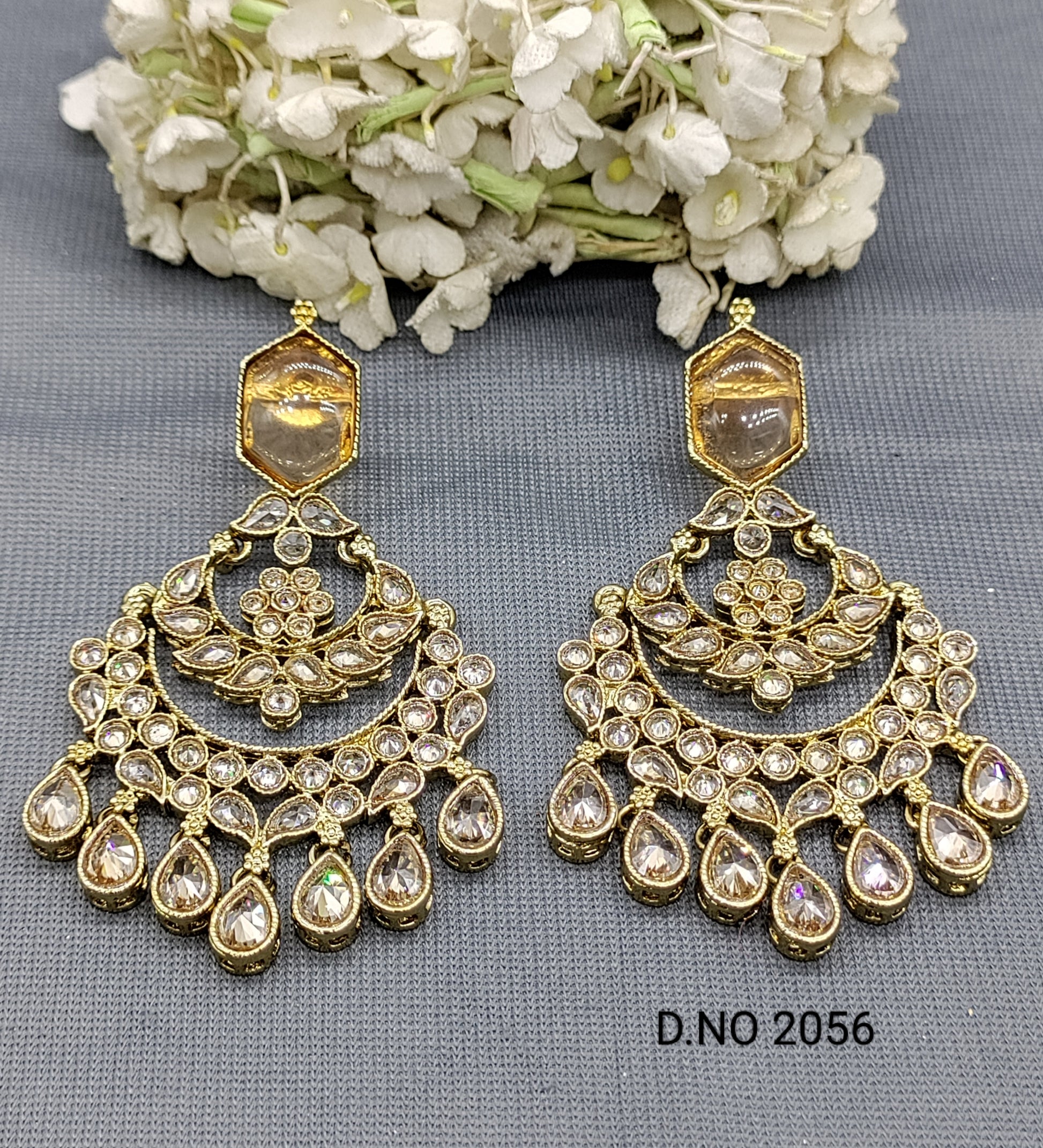 Polki Mehandi Earring Sku 2056 rchiecreation