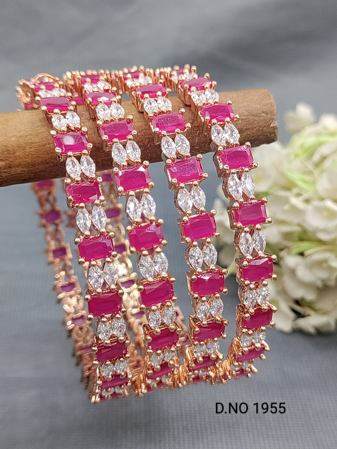 Ruby Cubic Zirconia Stone Bangles Sku -1955 C 4 - rchiecreation