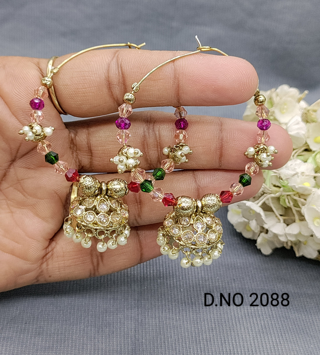 Polki Bali Jhumki Earrings Sku 2088 rchiecreation