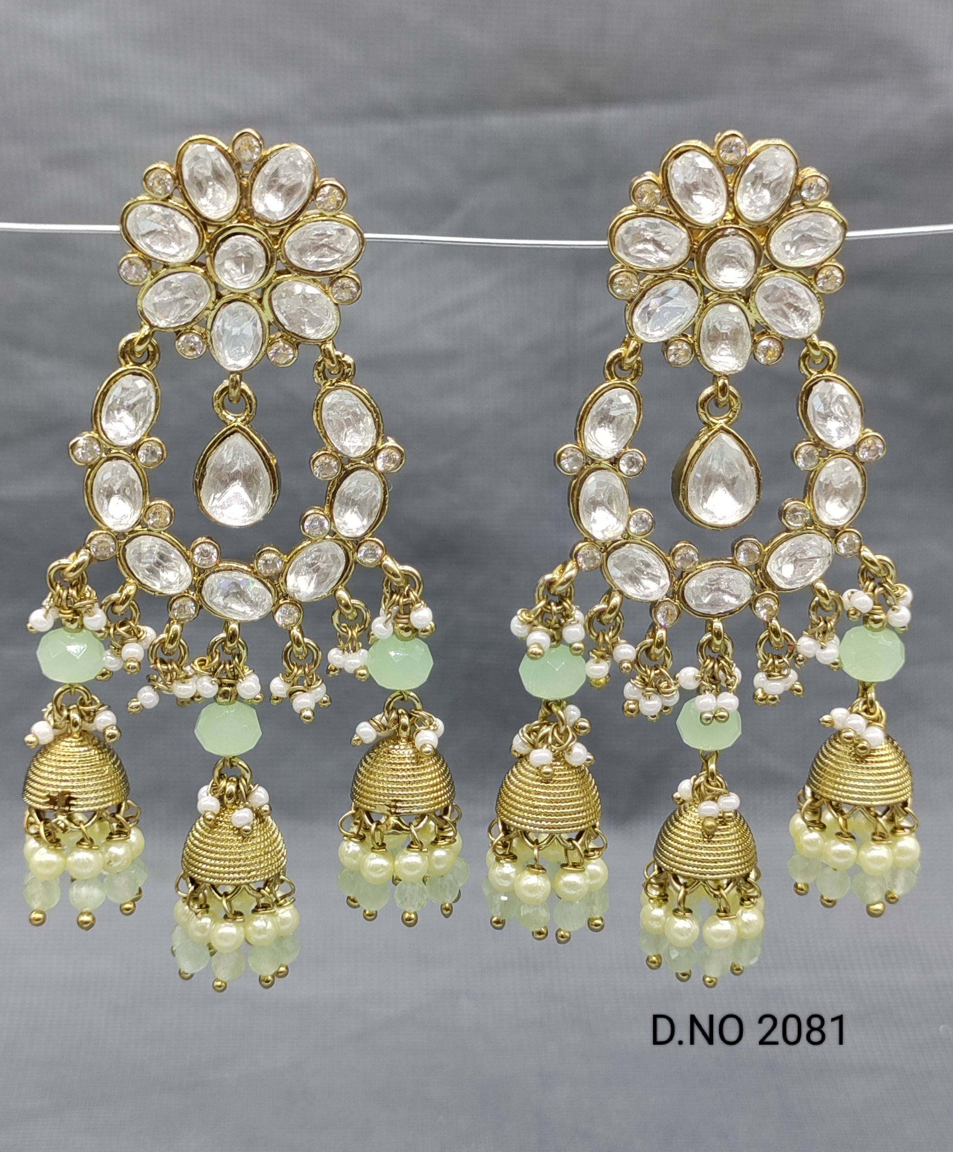 Moissanite Mehandi Earrings Sku 2081 rchiecreation