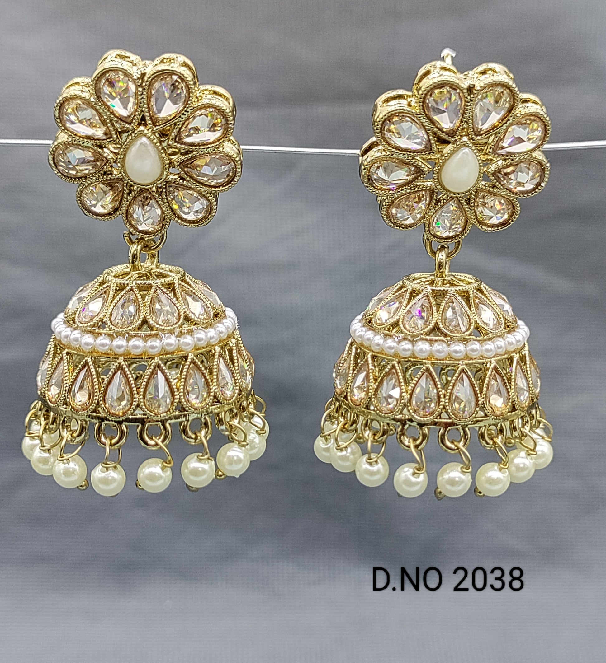 Polki Mehandi Jhumki Earring Sku 2038 rchiecreation