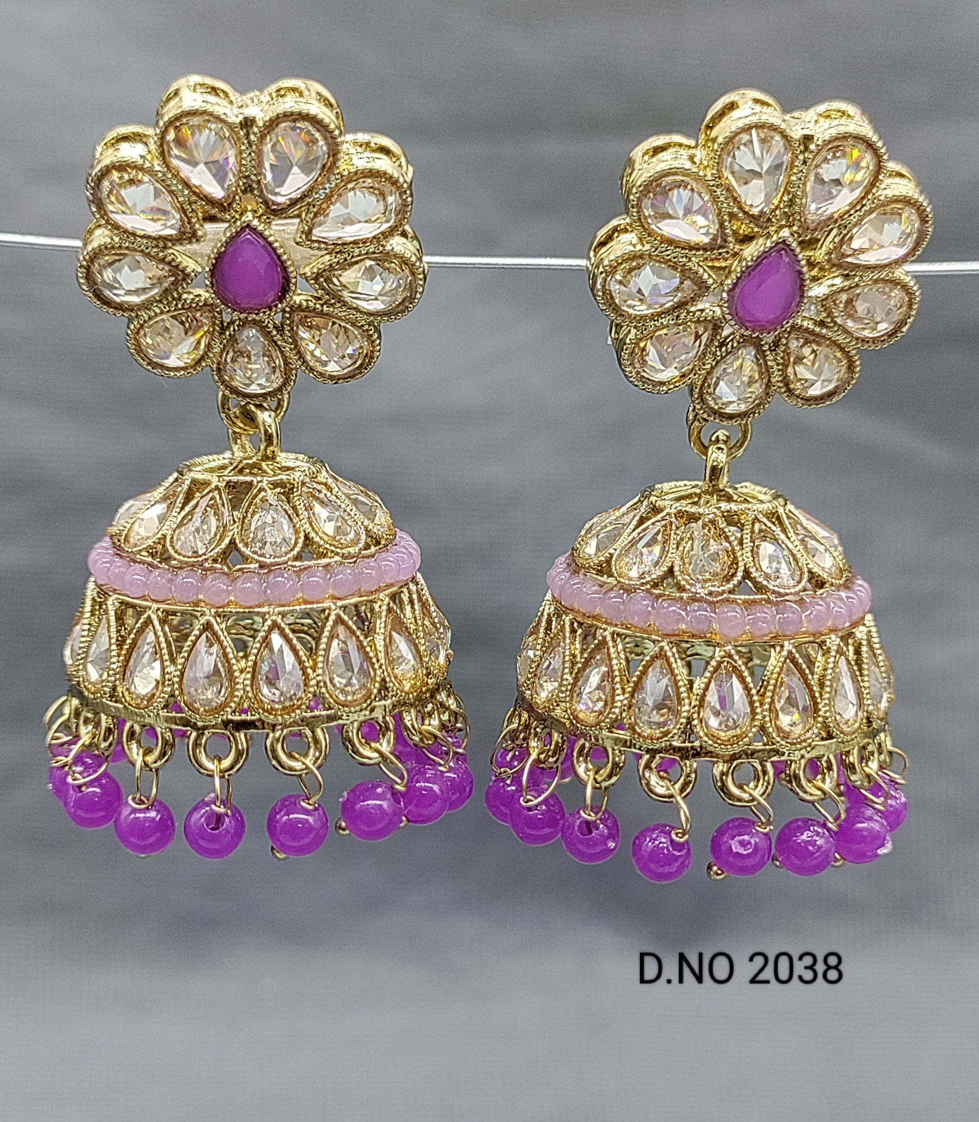 Polki Mehandi Jhumki Earring Sku 2038 rchiecreation