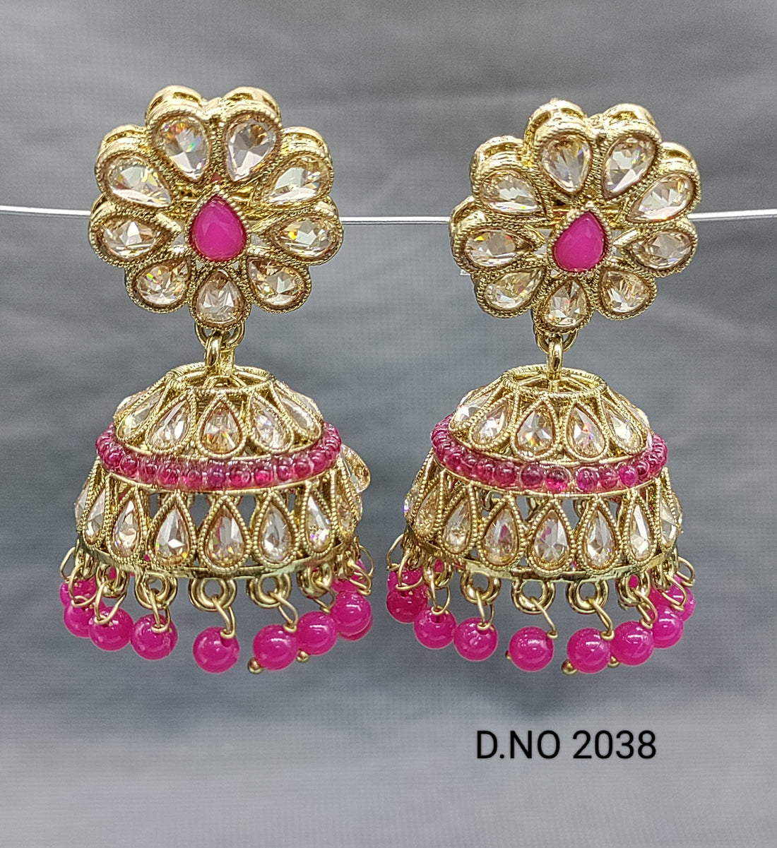 Polki Mehandi Jhumki Earring Sku 2038 rchiecreation