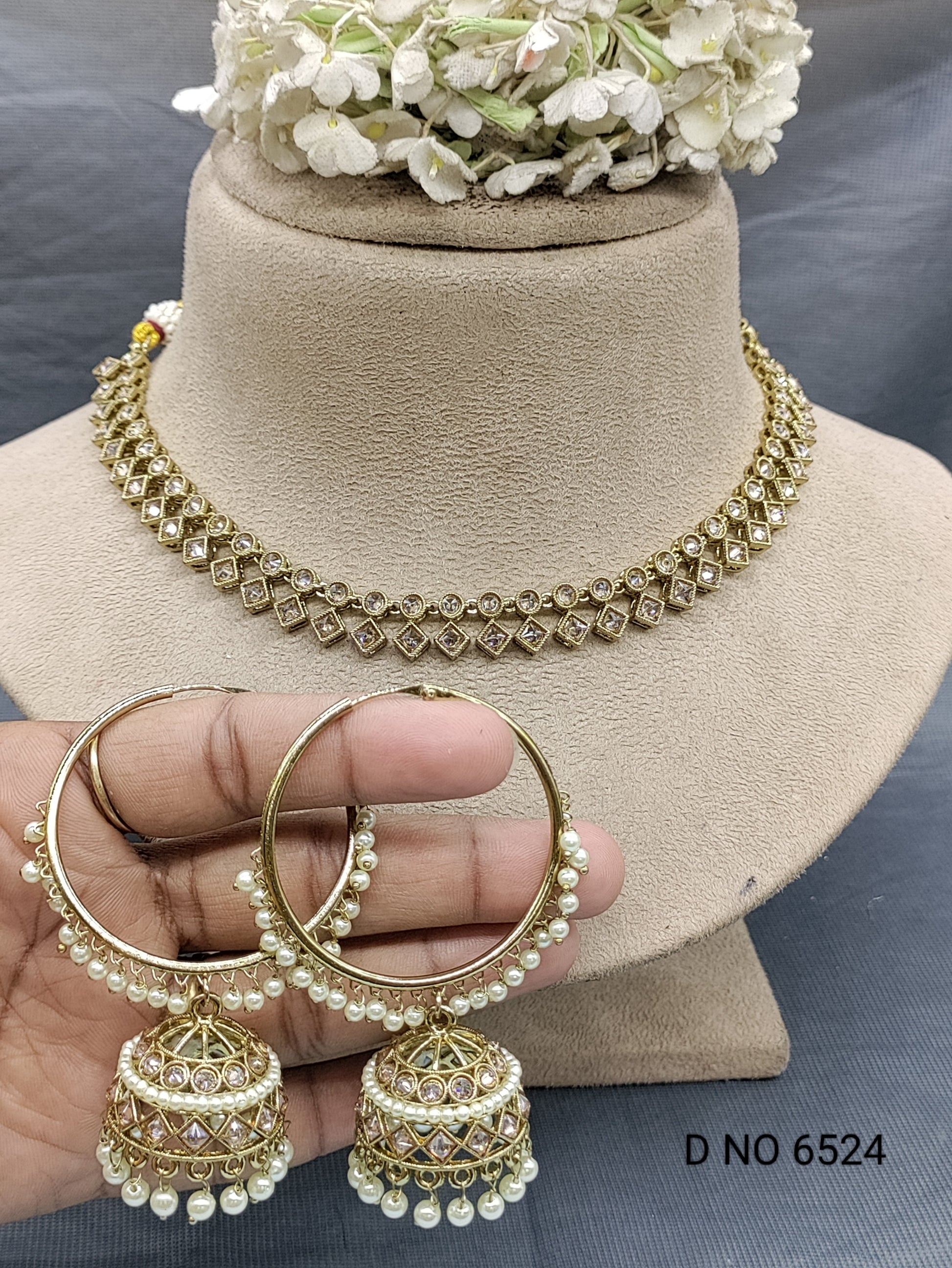 Polki Mehandi Necklace Set Sku 6524 rchiecreation