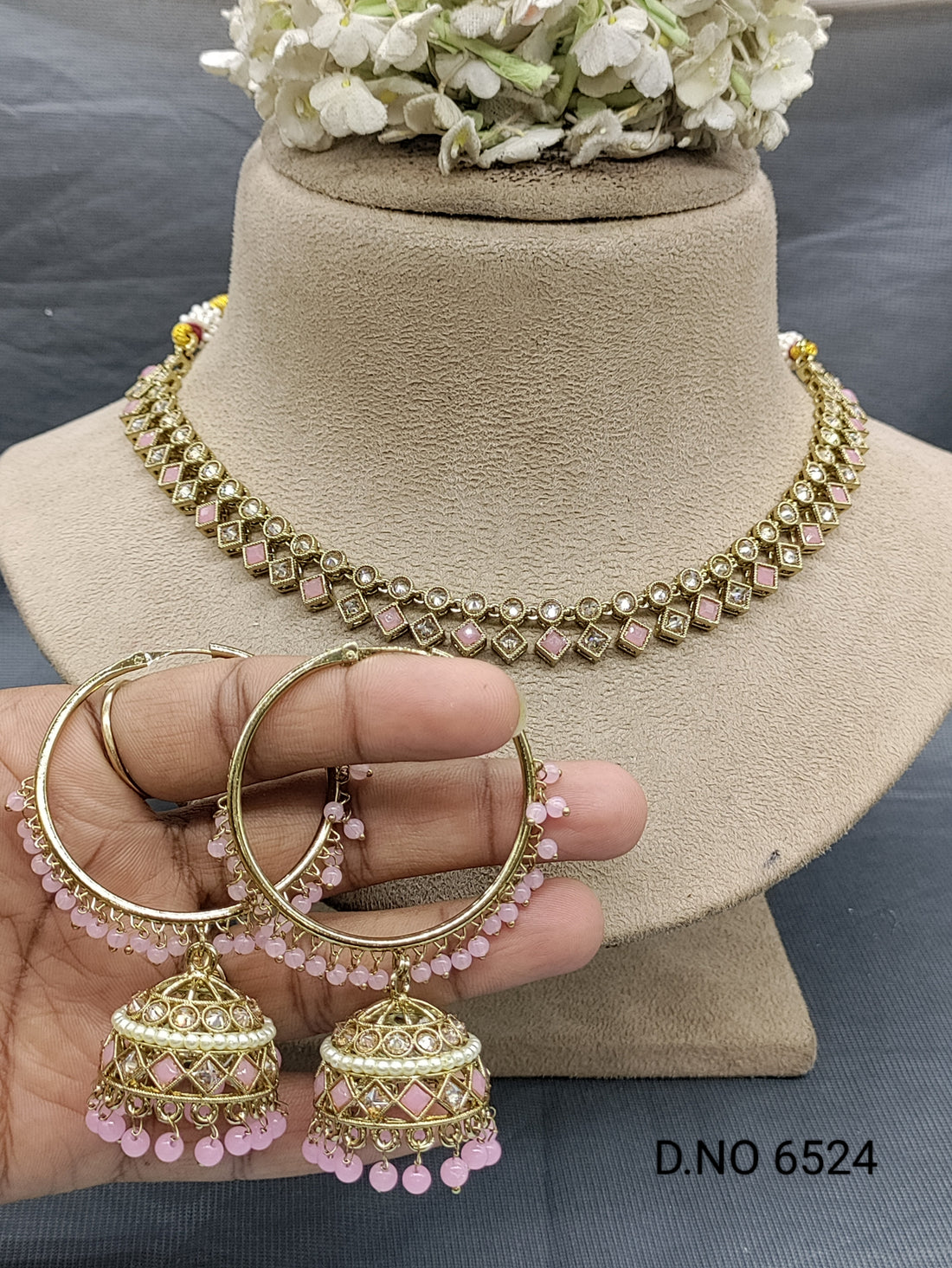 Polki Mehandi Necklace Set Sku 6524 rchiecreation